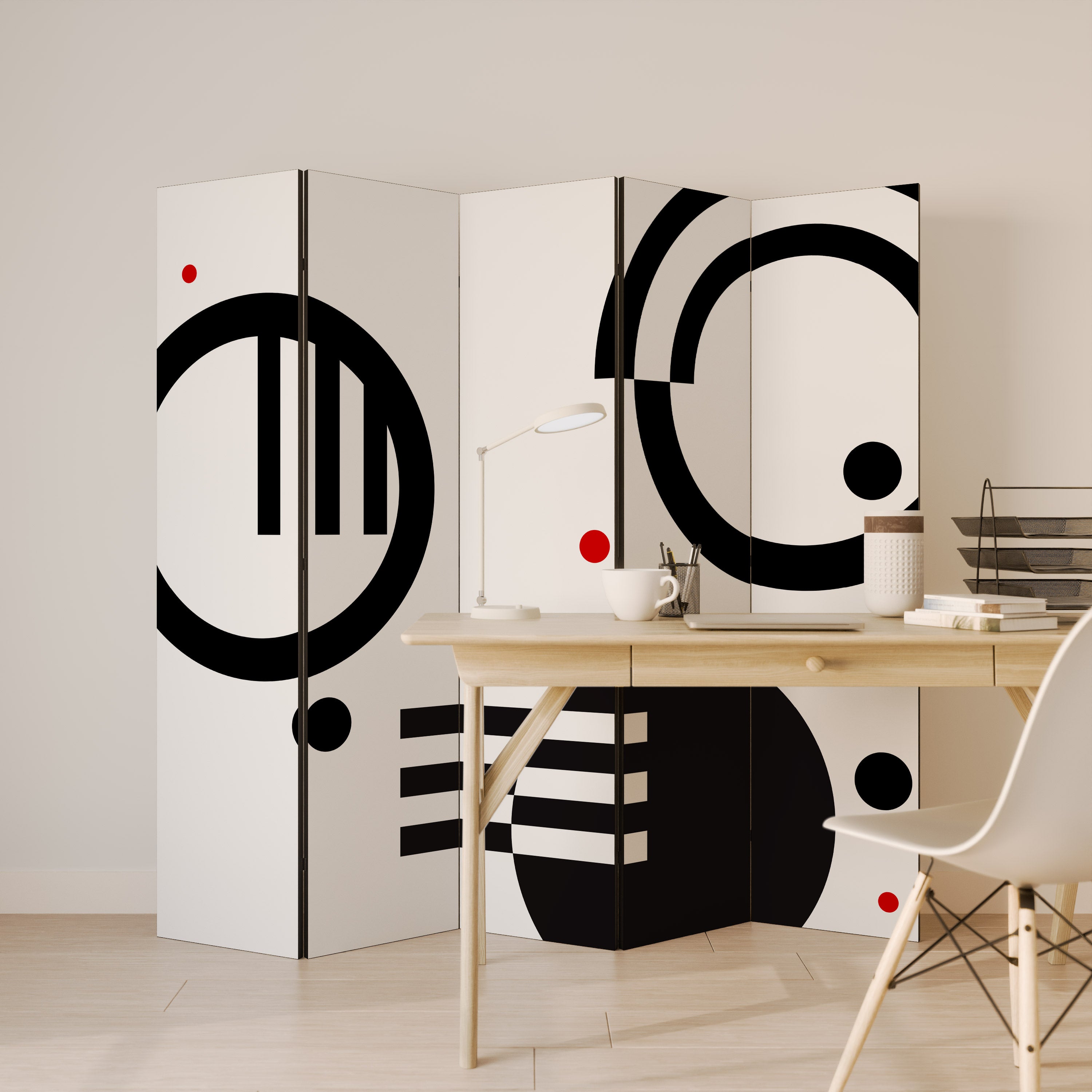 BLACK AND WHITE COMBINATION Παραβάν με 5 πάνελ