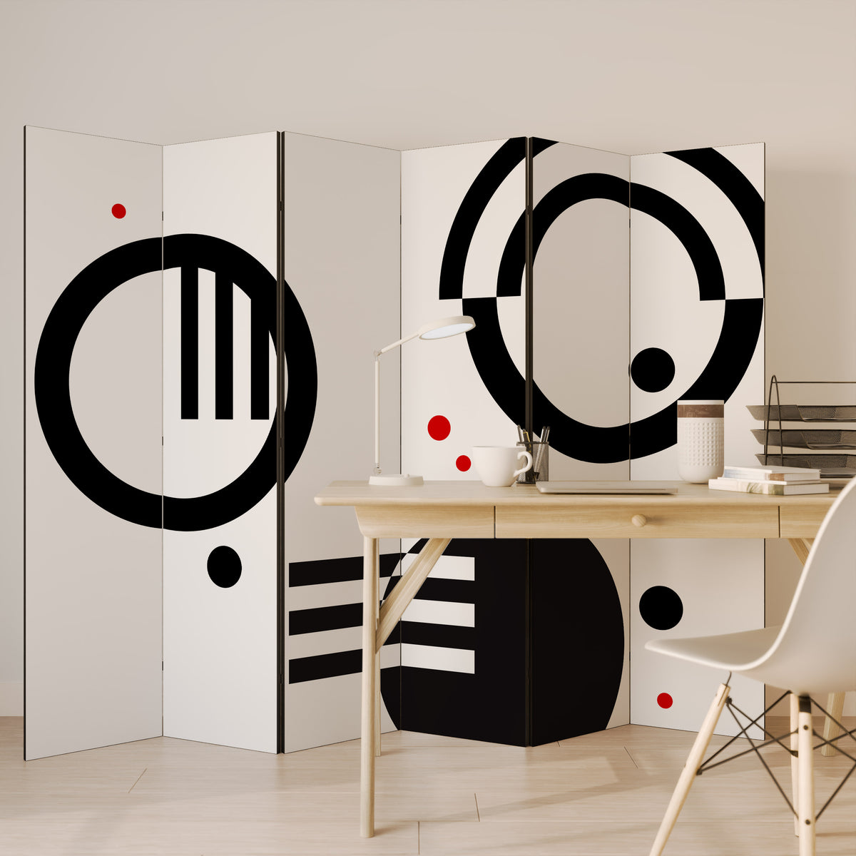 BLACK AND WHITE COMBINATION Παραβάν με 6 πάνελ