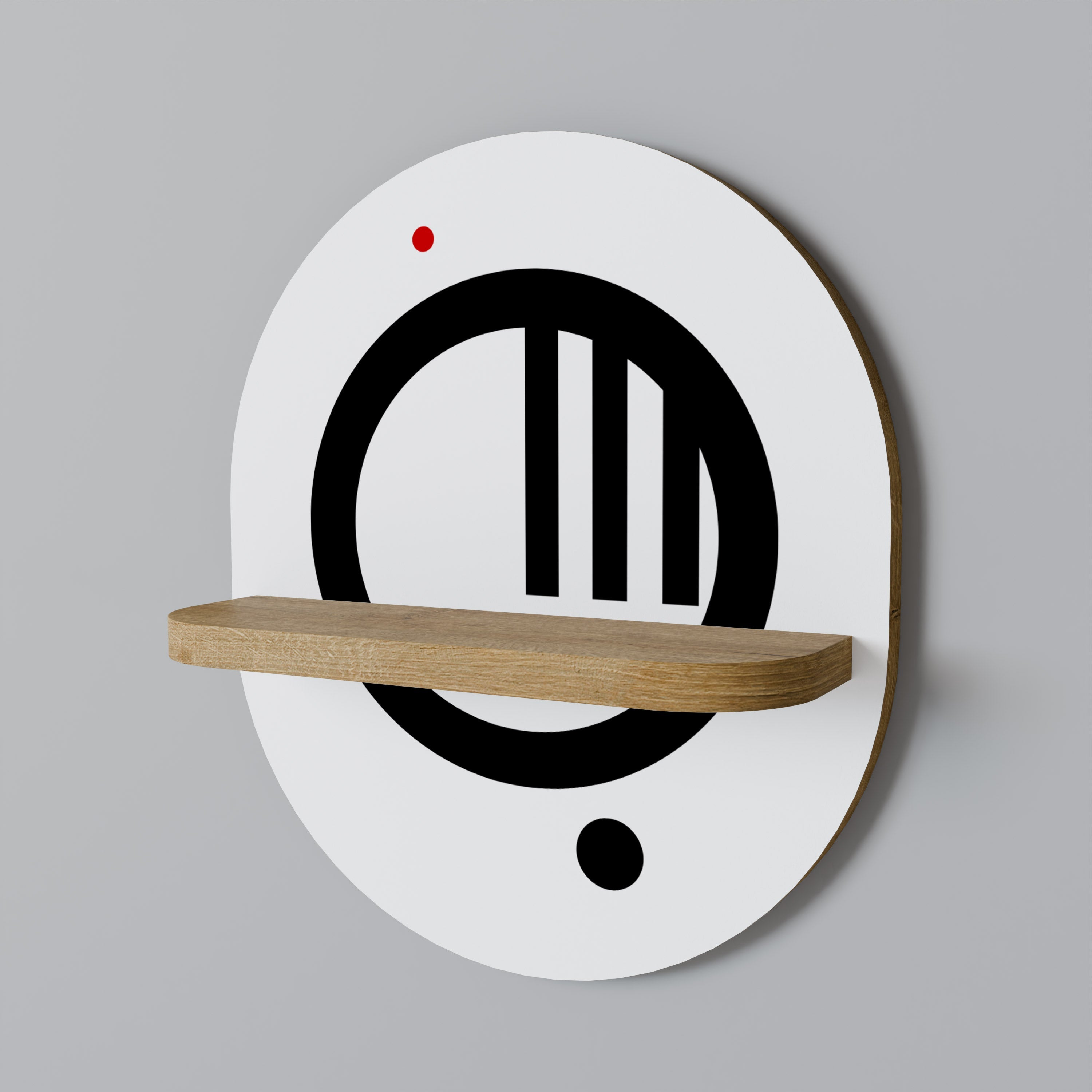 MINIMAL DOTS Oval Art Shelf In Oak Effect