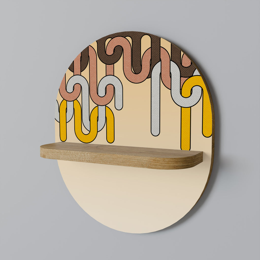 COLORFUL STRINGS Oval Art Shelf In Oak Effect