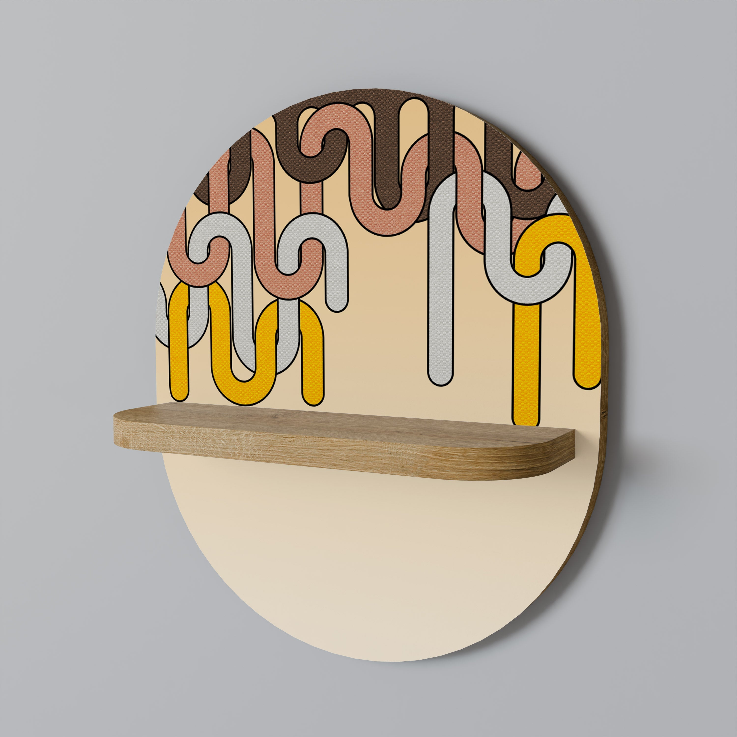 COLORFUL STRINGS Oval Art Shelf In Oak Effect