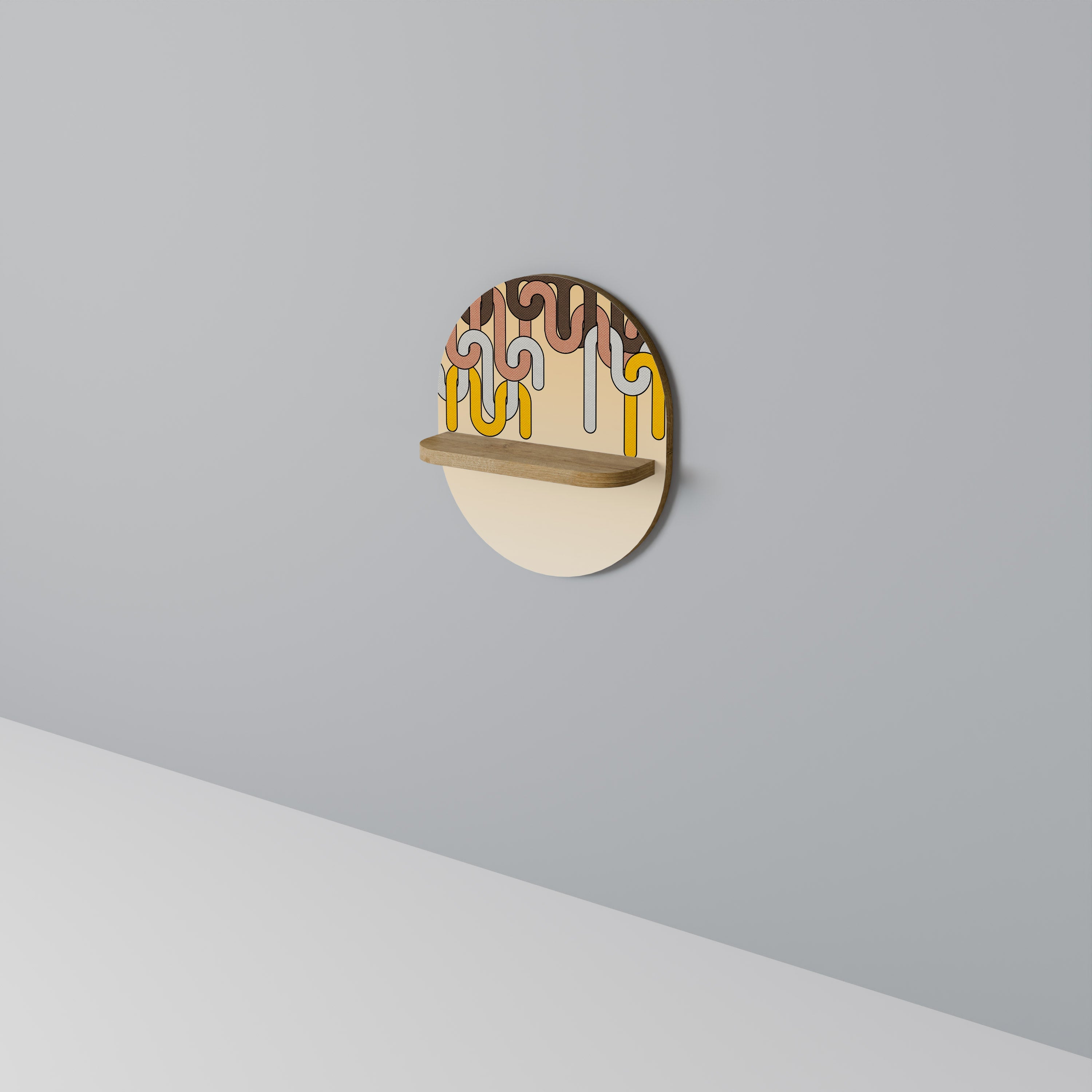 COLORFUL STRINGS Oval Art Shelf In Oak Effect