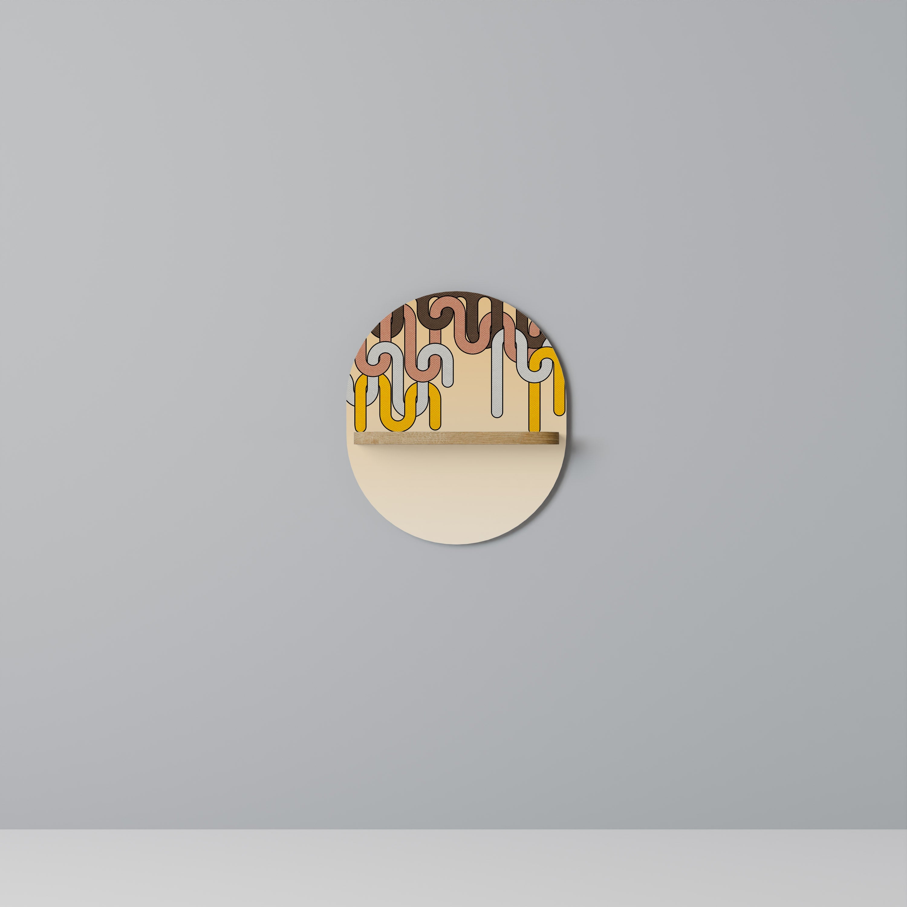 COLORFUL STRINGS Oval Art Shelf In Oak Effect