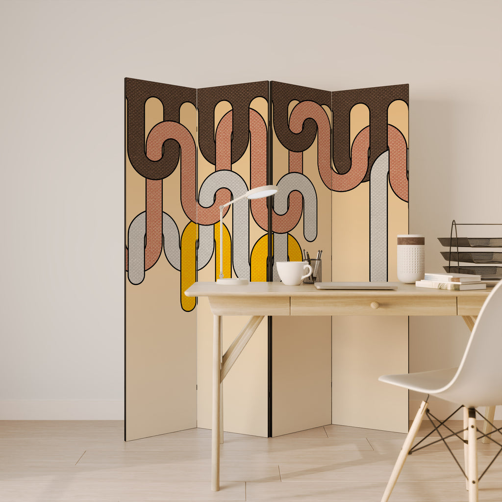 COLORFUL STRINGS 4-Panel Room Divider