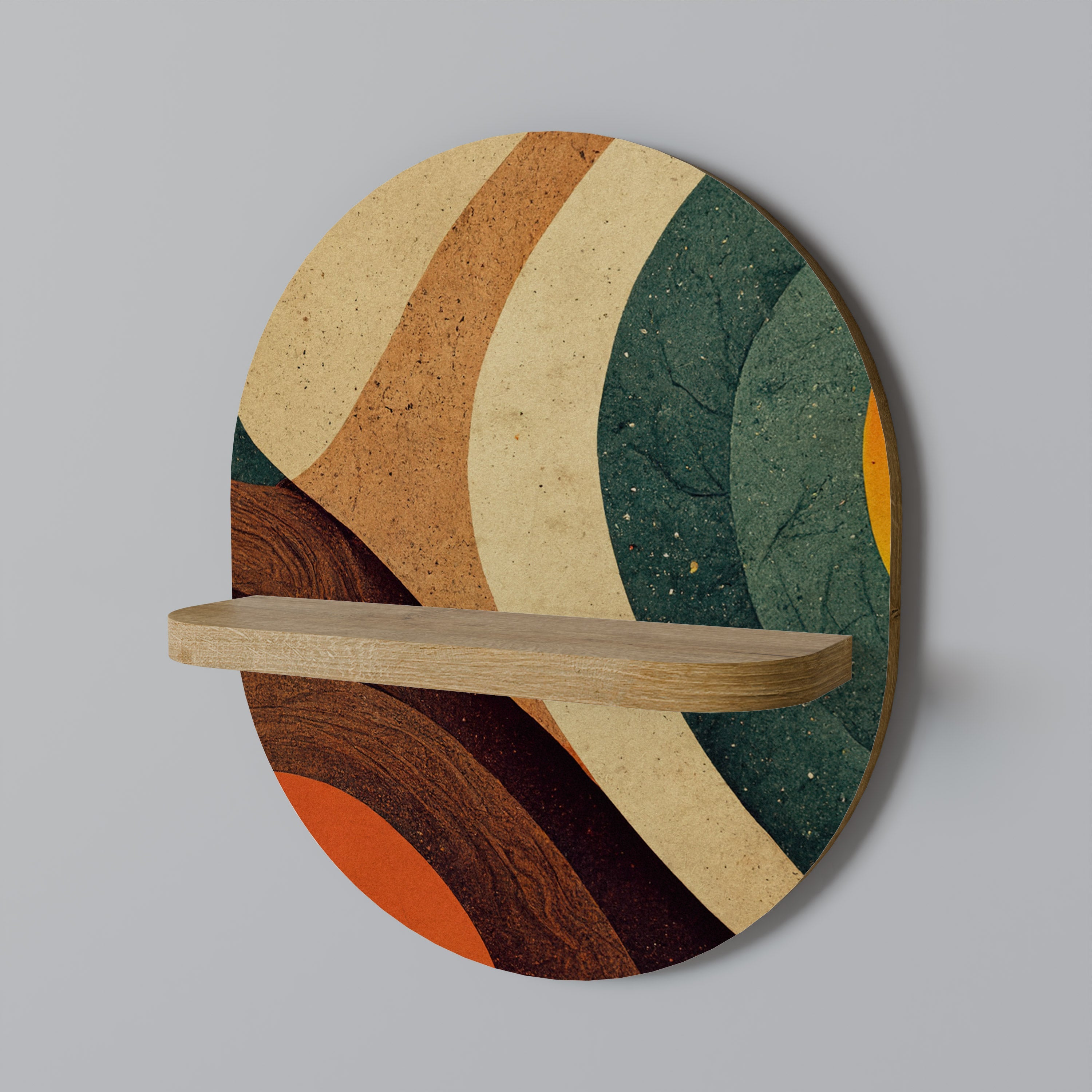 COLORFUL STRANDS Oval Art Shelf In Oak Effect