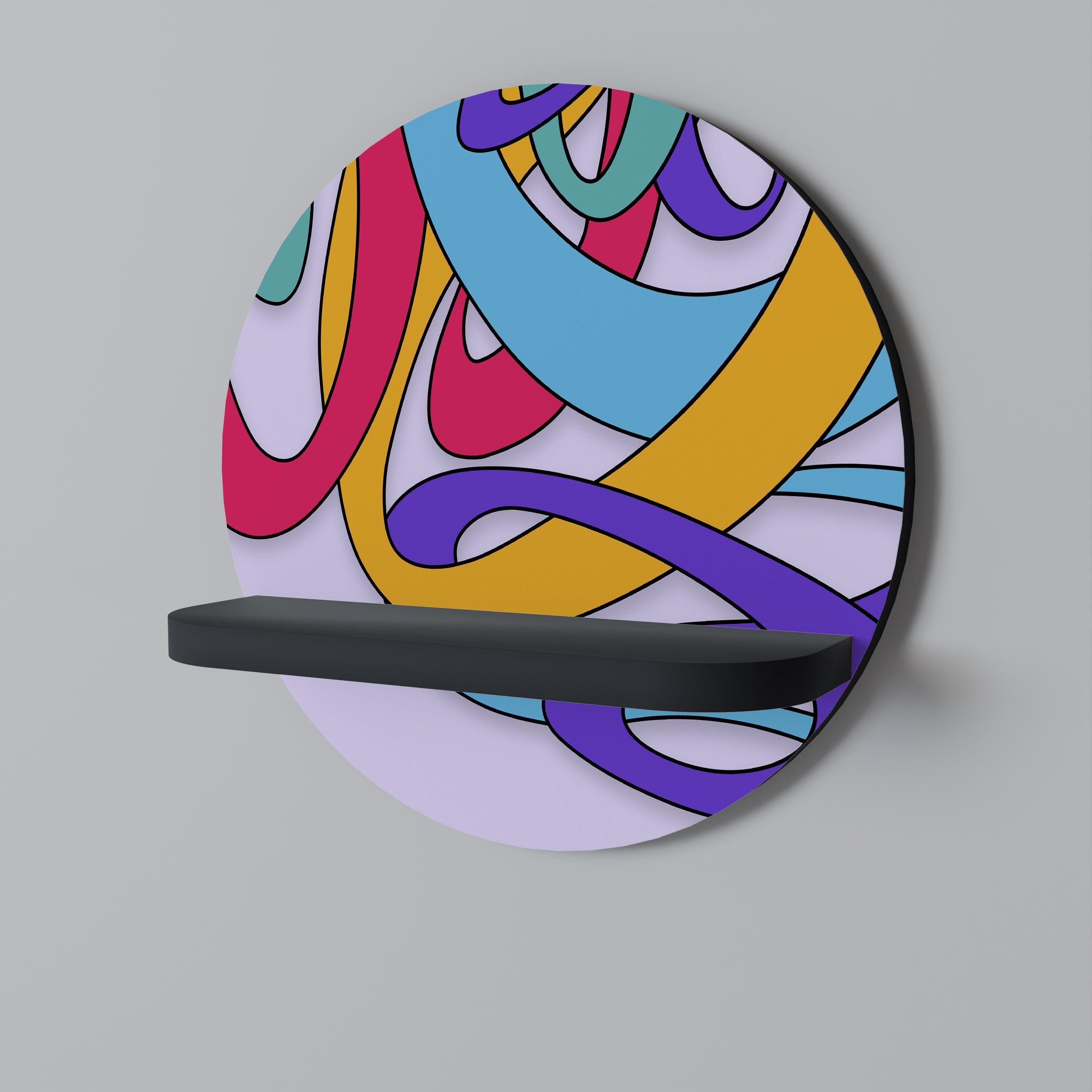 Στρογγυλό ράφι τέχνης COLOR STREAM σε μαύρο φινίρισμα