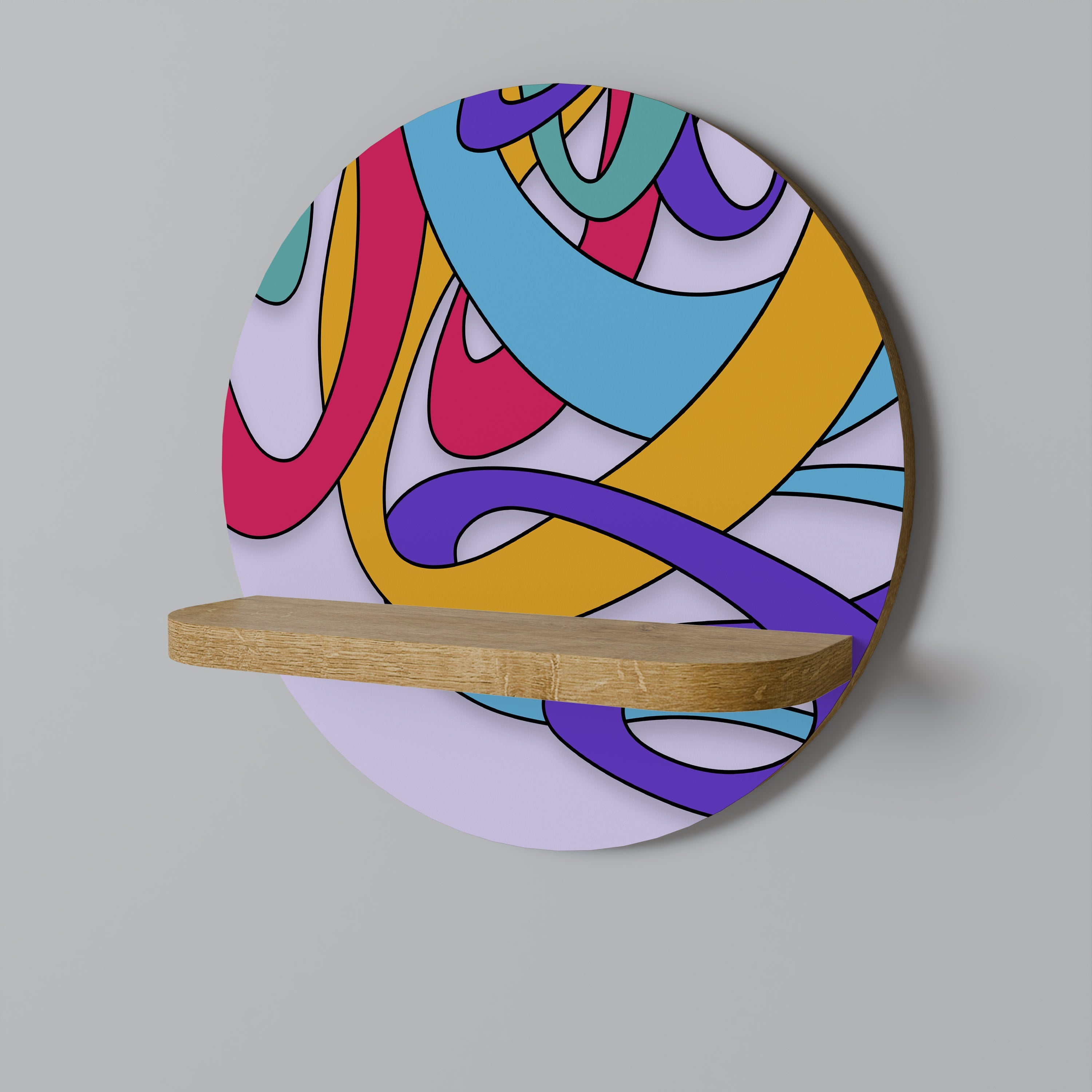 Στρογγυλό ράφι τέχνης COLOR STREAM σε όψη δρυός