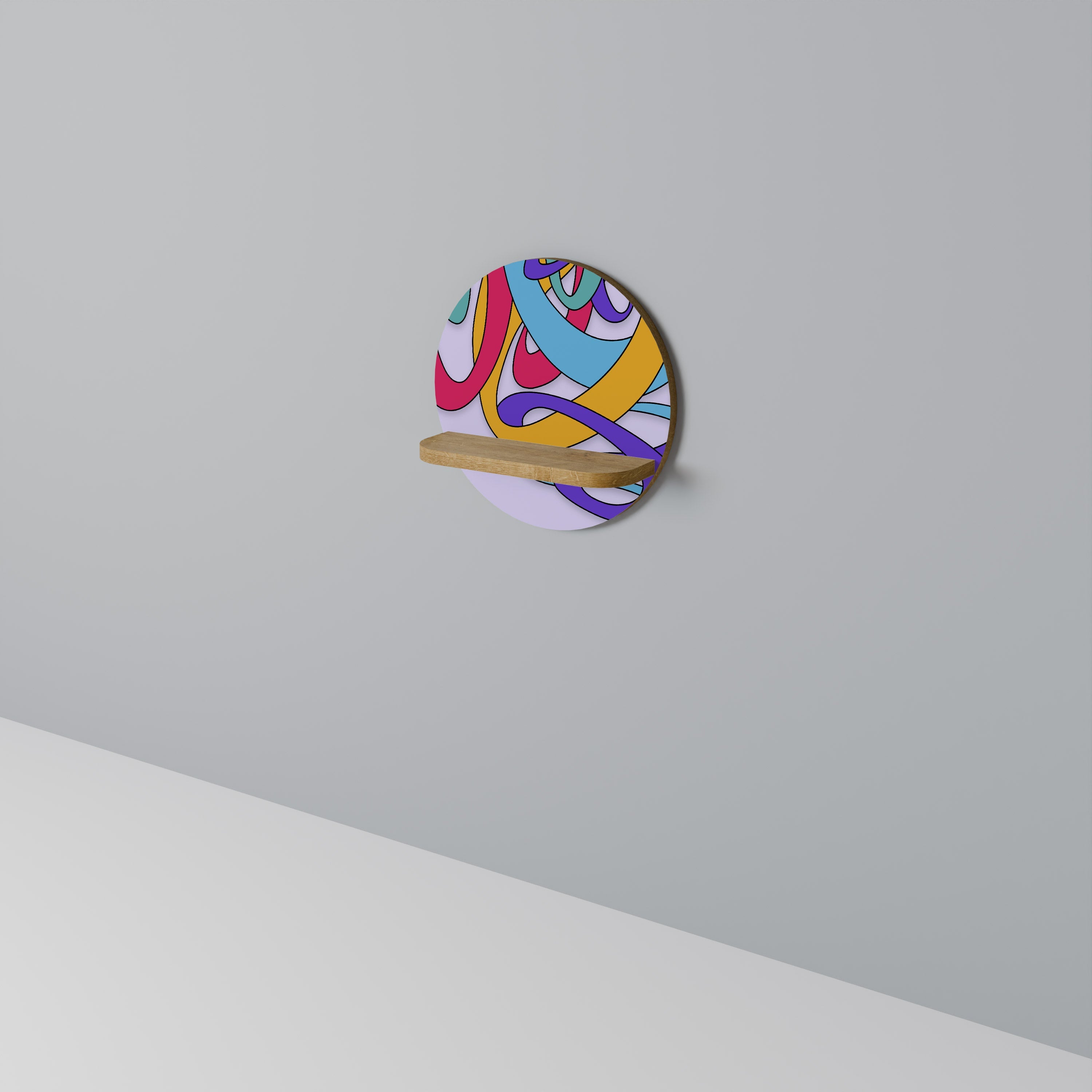 Στρογγυλό ράφι τέχνης COLOR STREAM σε όψη δρυός