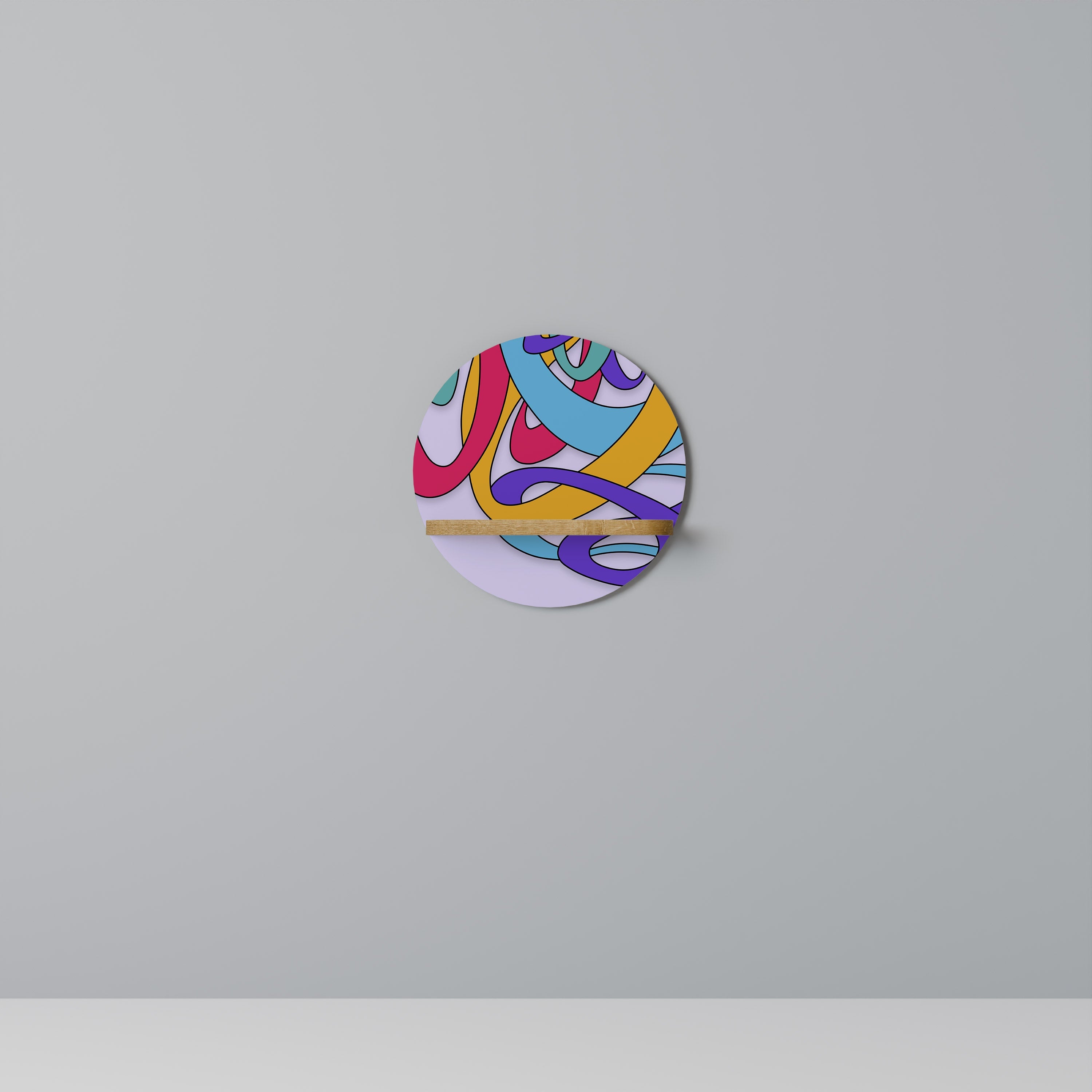 Στρογγυλό ράφι τέχνης COLOR STREAM σε όψη δρυός