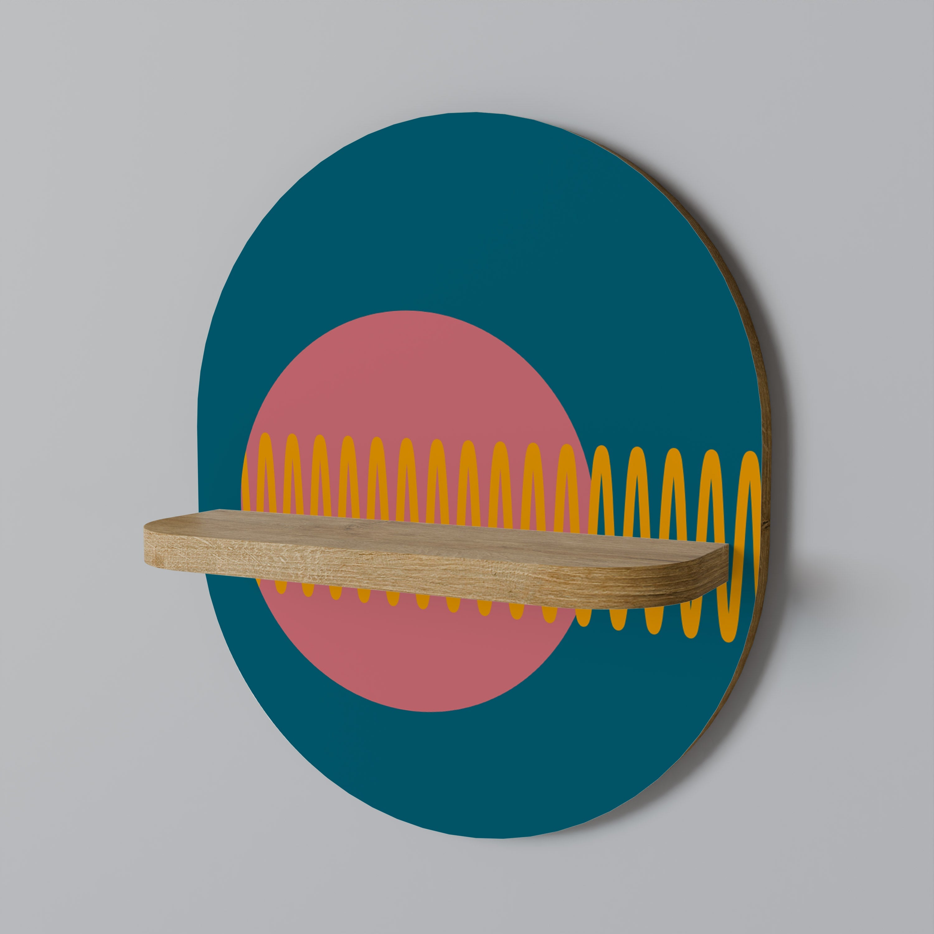 SOUND SOURCE Oval Art Shelf In Oak Effect