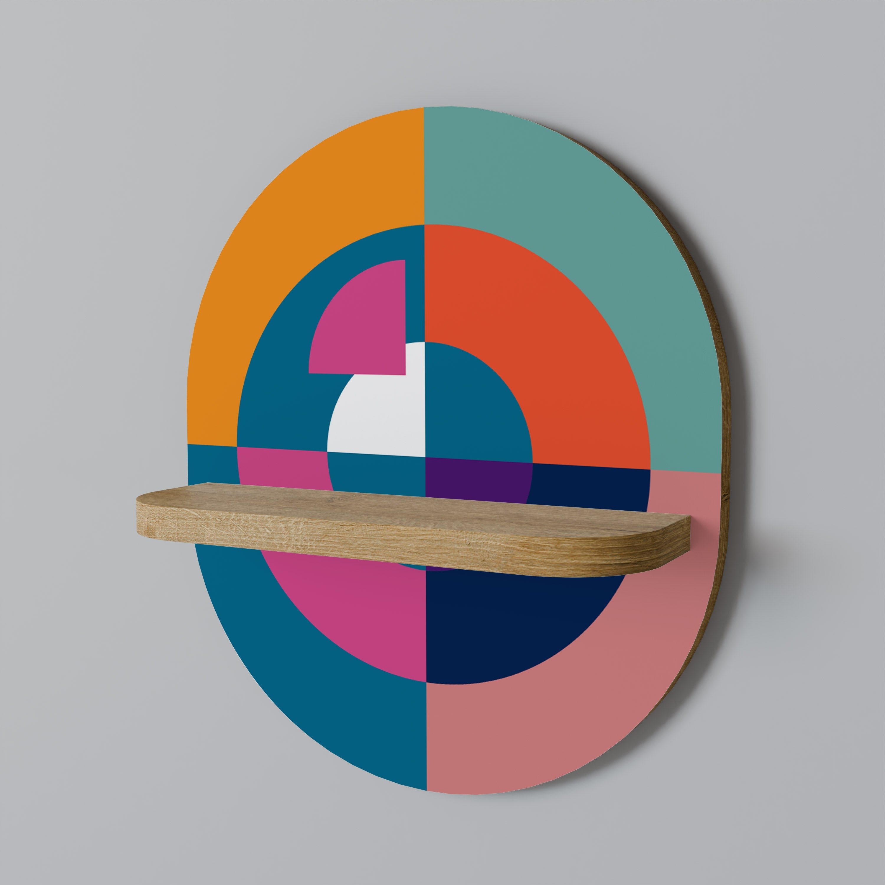 CREATING TOGETHER Oval Art Shelf In Oak Effect
