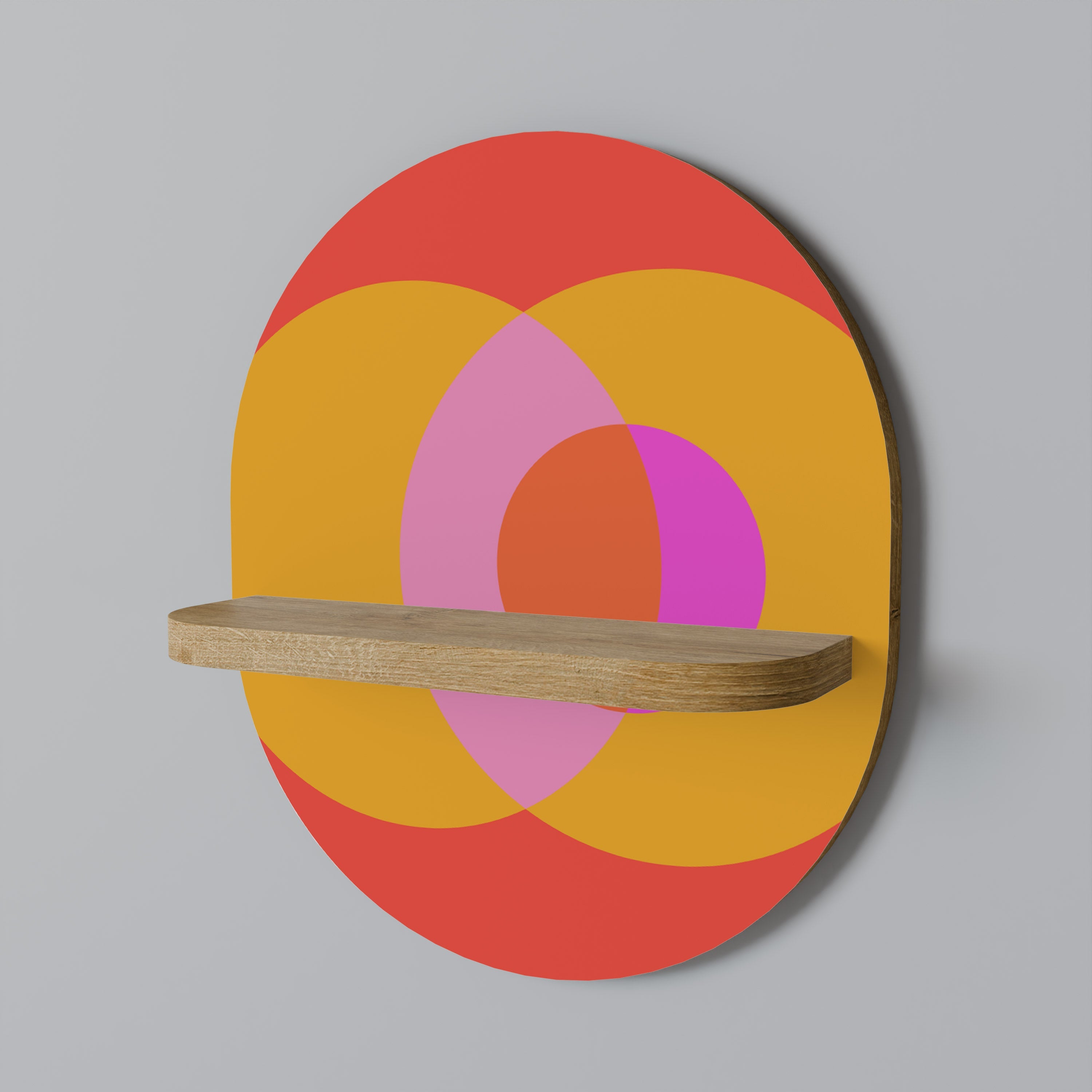 SOUL BROTHERHOOD Oval Art Shelf In Oak Effect