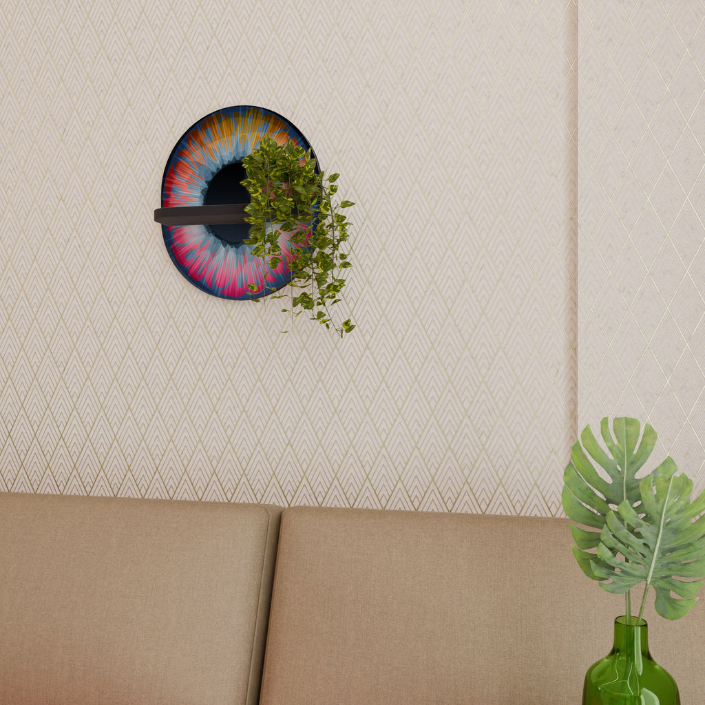FANTASY EYE Oval Art Shelf In Black Finish
