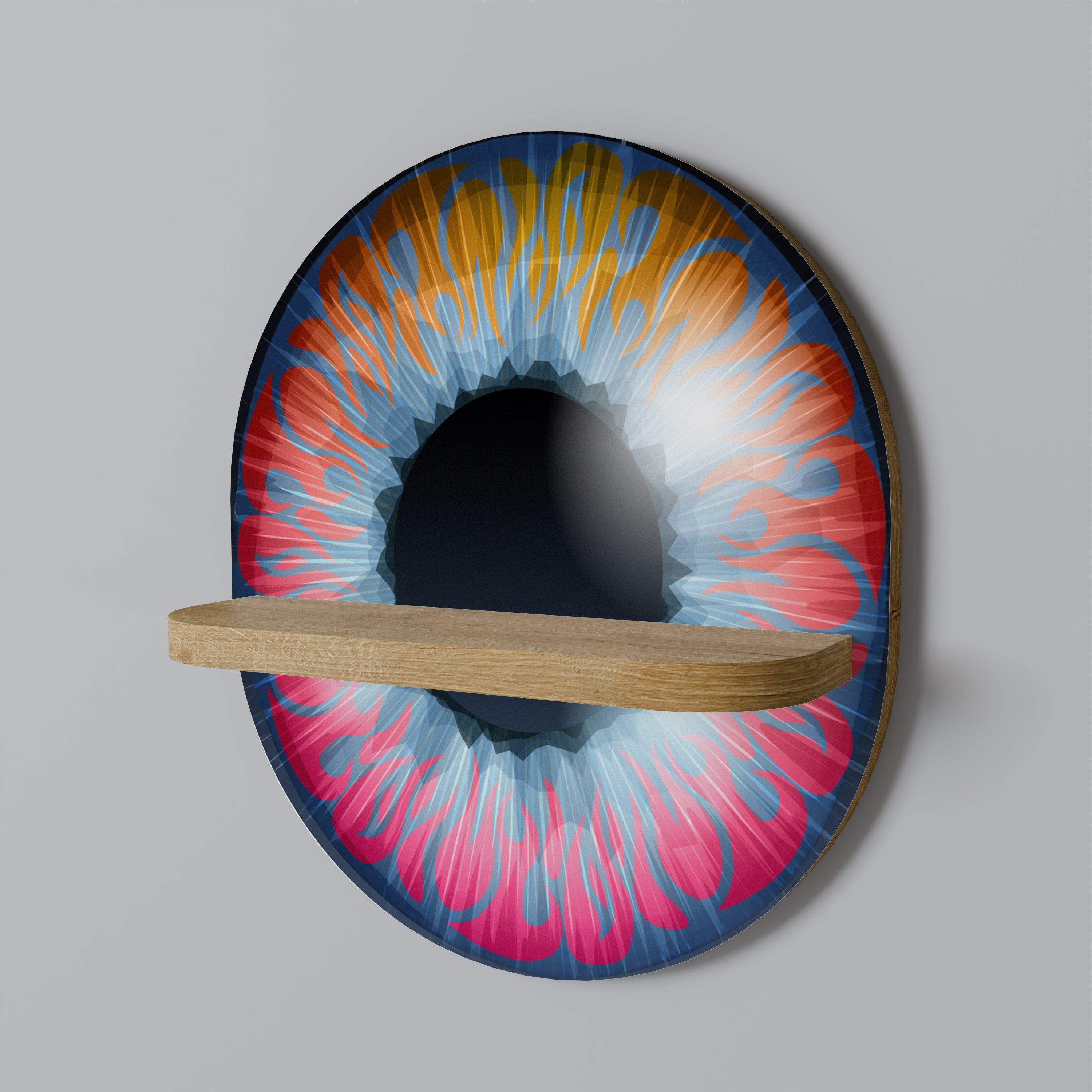 FANTASY EYE Oval Art Shelf In Oak Effect