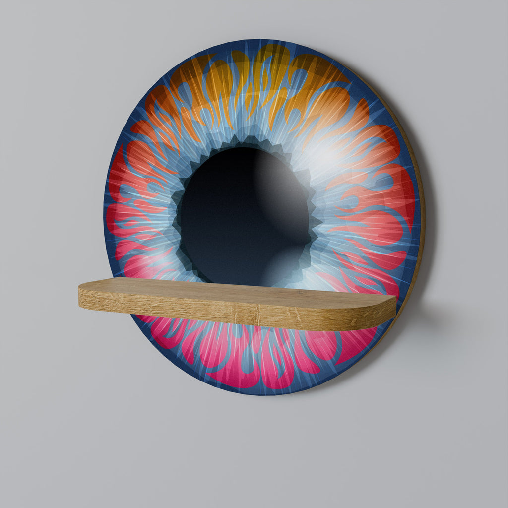 FANTASY EYE Round Art Shelf In Oak Effect