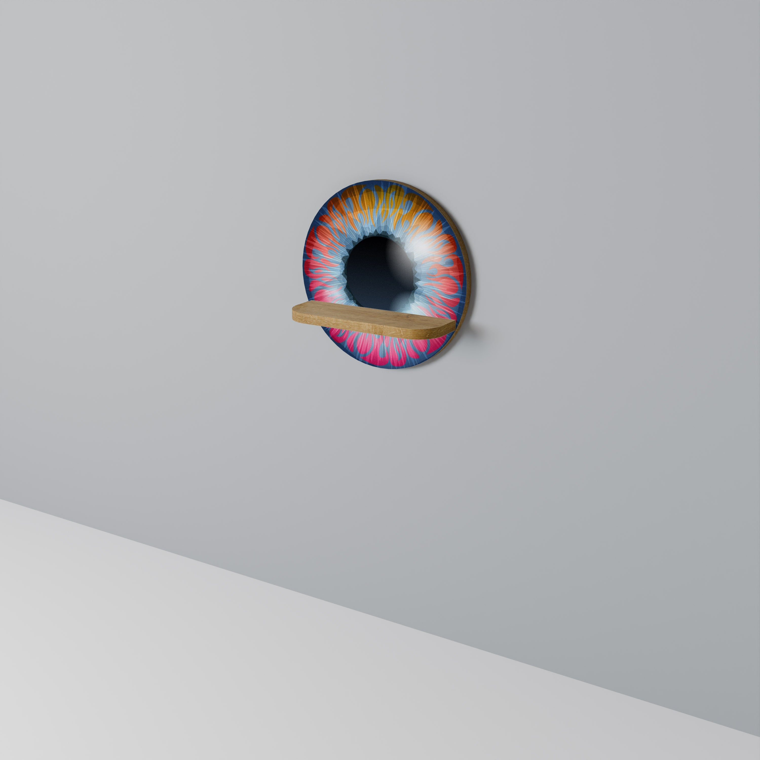 Στρογγυλό ράφι τέχνης FANTASY EYE σε εφέ δρυός