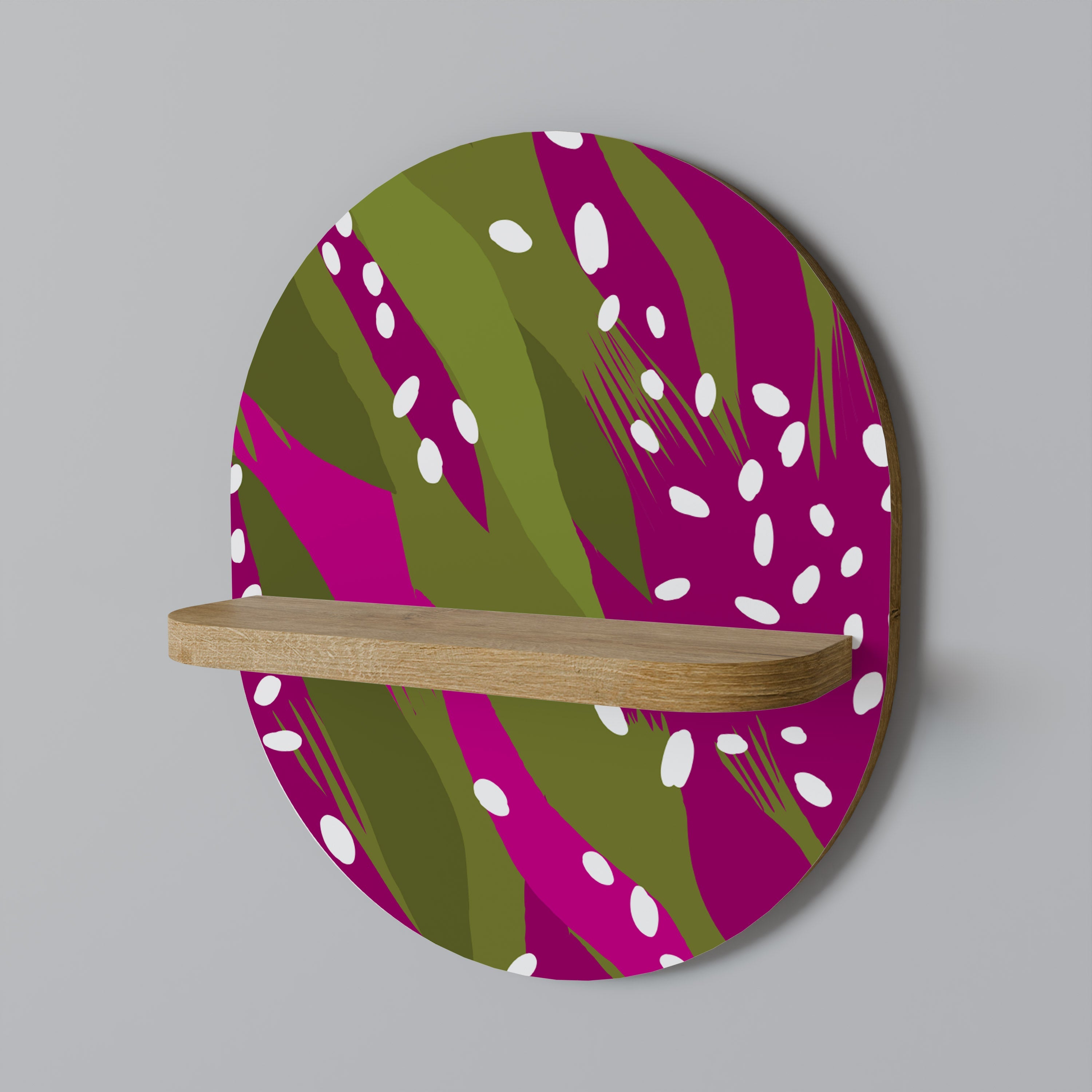 ENCHANTED TIGER Oval Art Shelf In Oak Effect