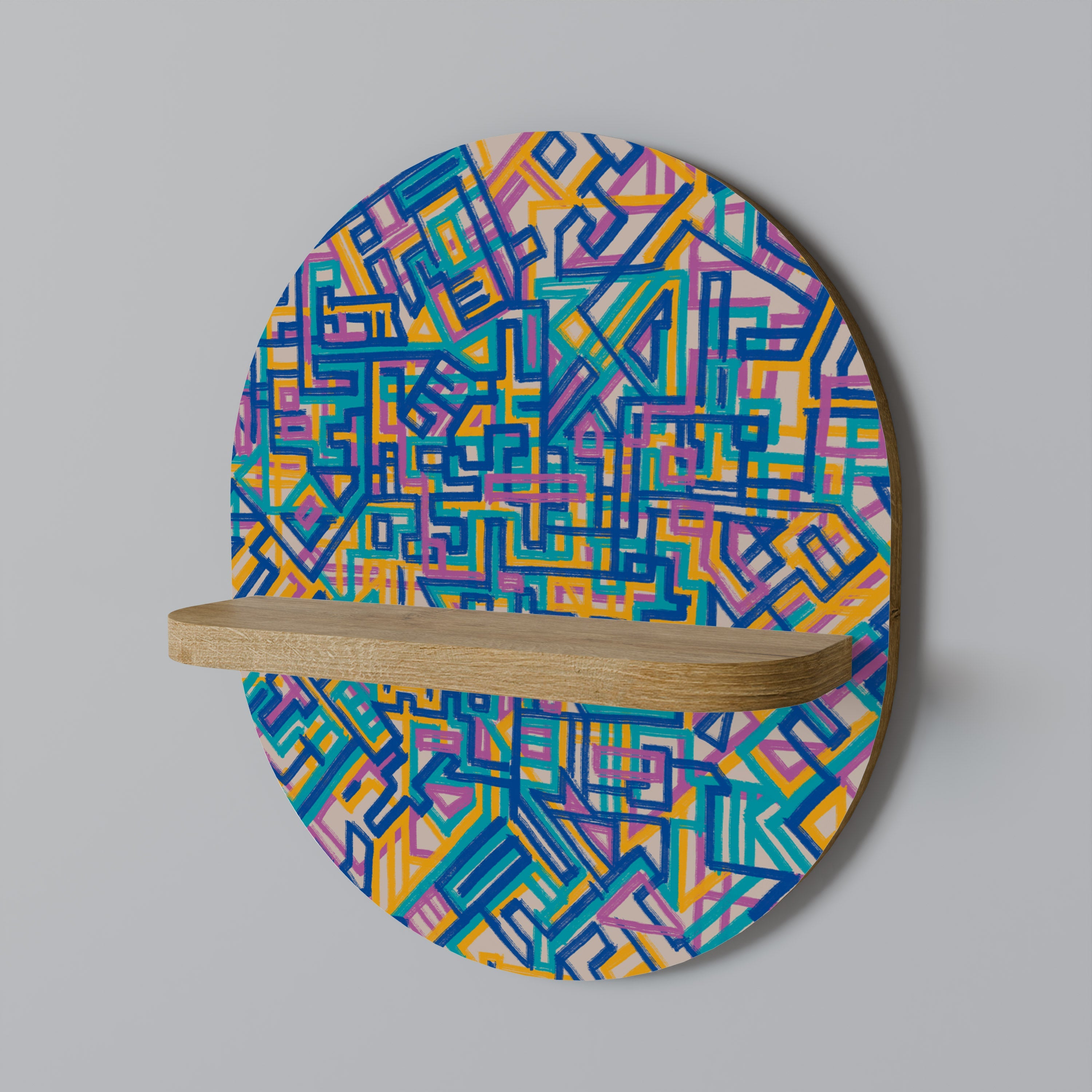 MEMORIES MAP Oval Art Shelf In Oak Effect