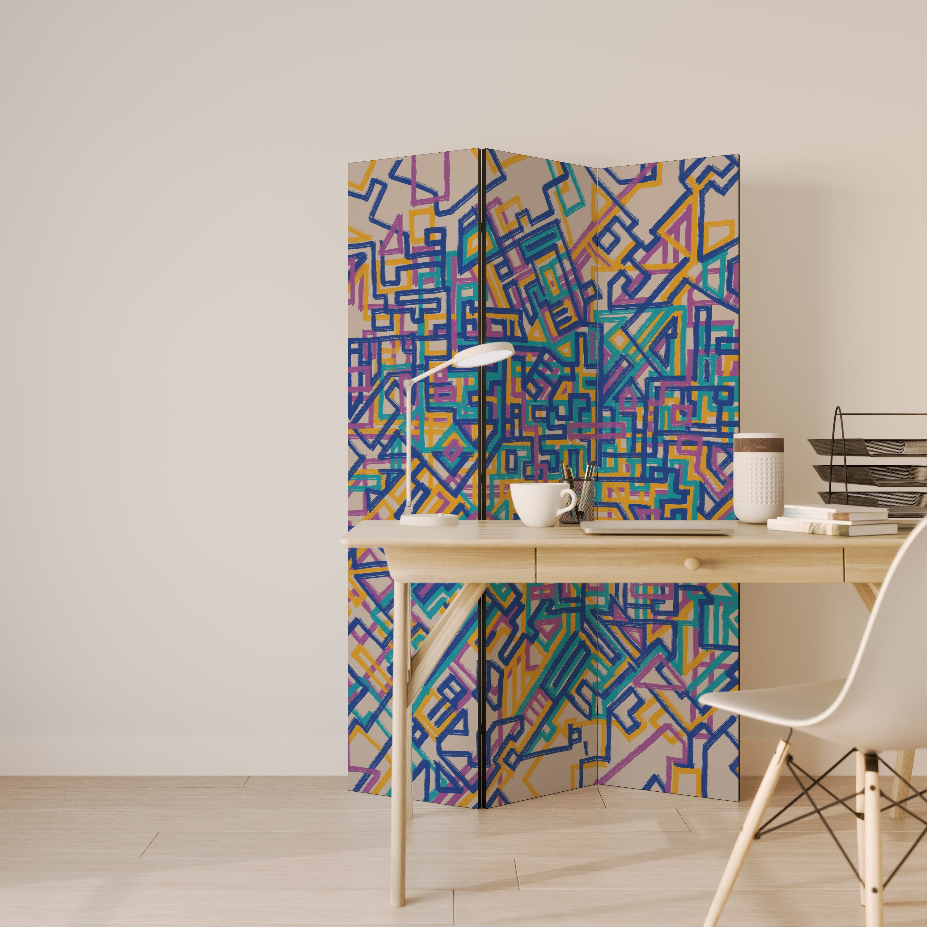 MEMORIES MAP 3-Panel Room Divider