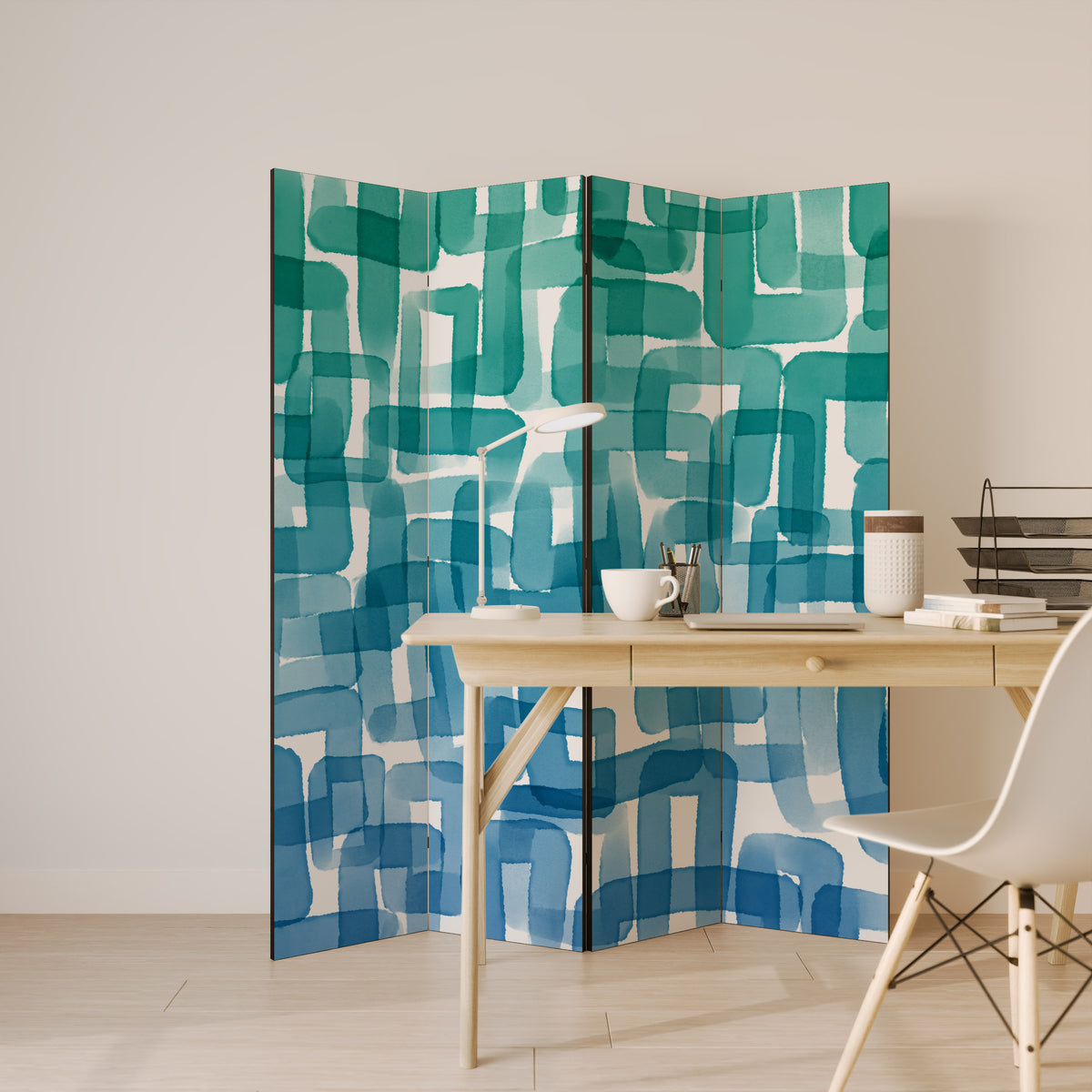 TURQUOISE RECTANGLES Παραβάν με 4 πάνελ