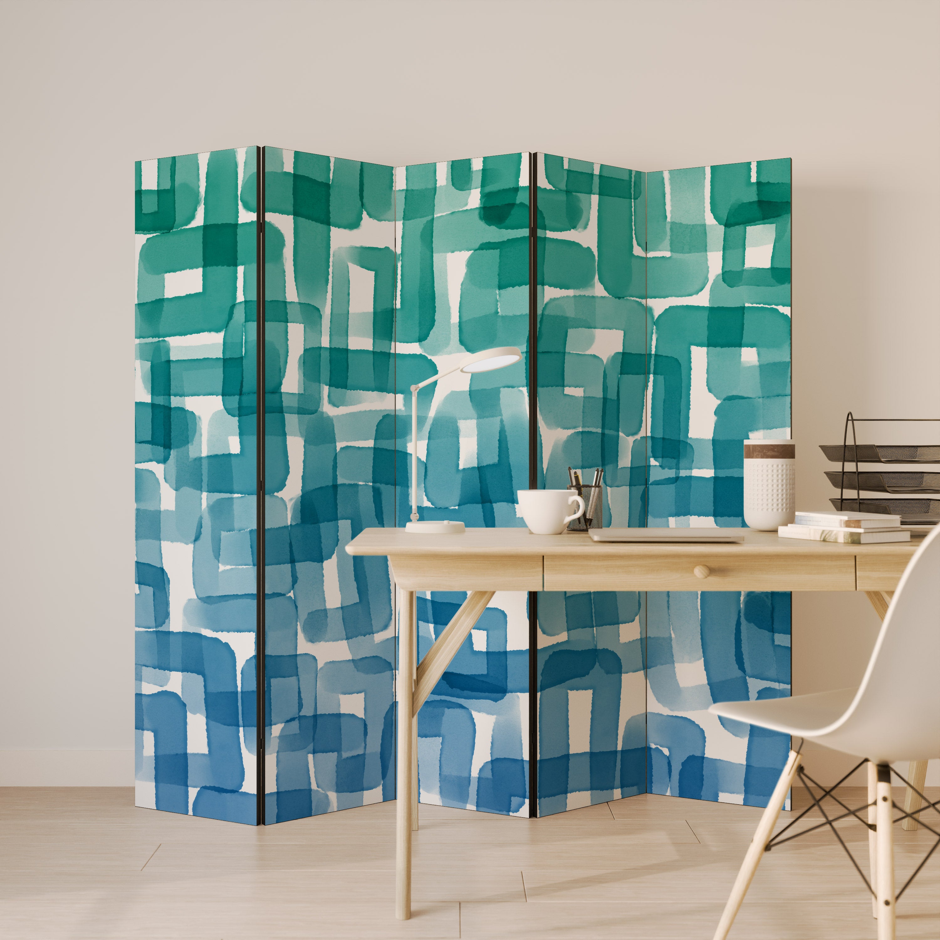 TURQUOISE RECTANGLES Παραβάν με 5 πάνελ