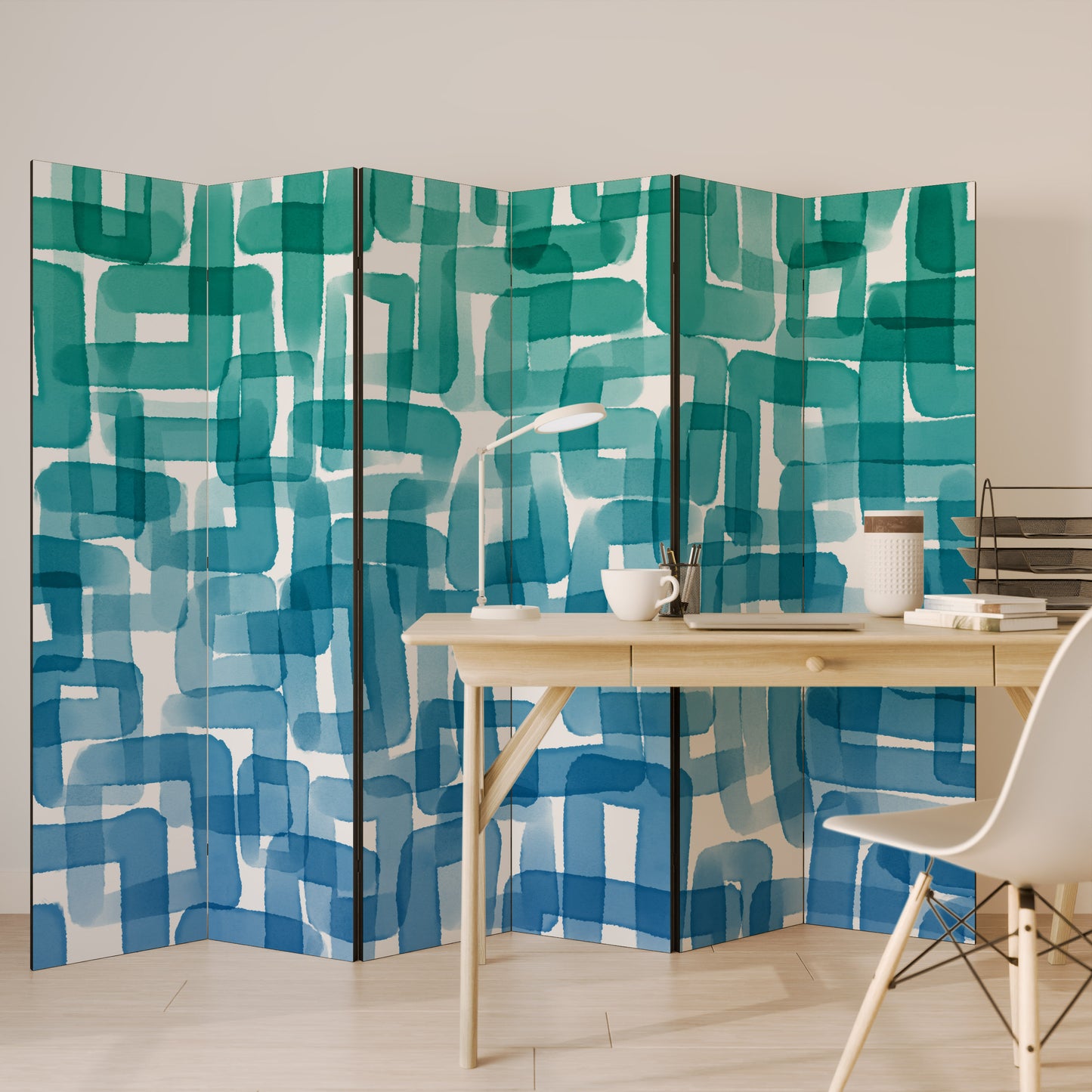 TURQUOISE RECTANGLES Παραβάν με 6 πάνελ