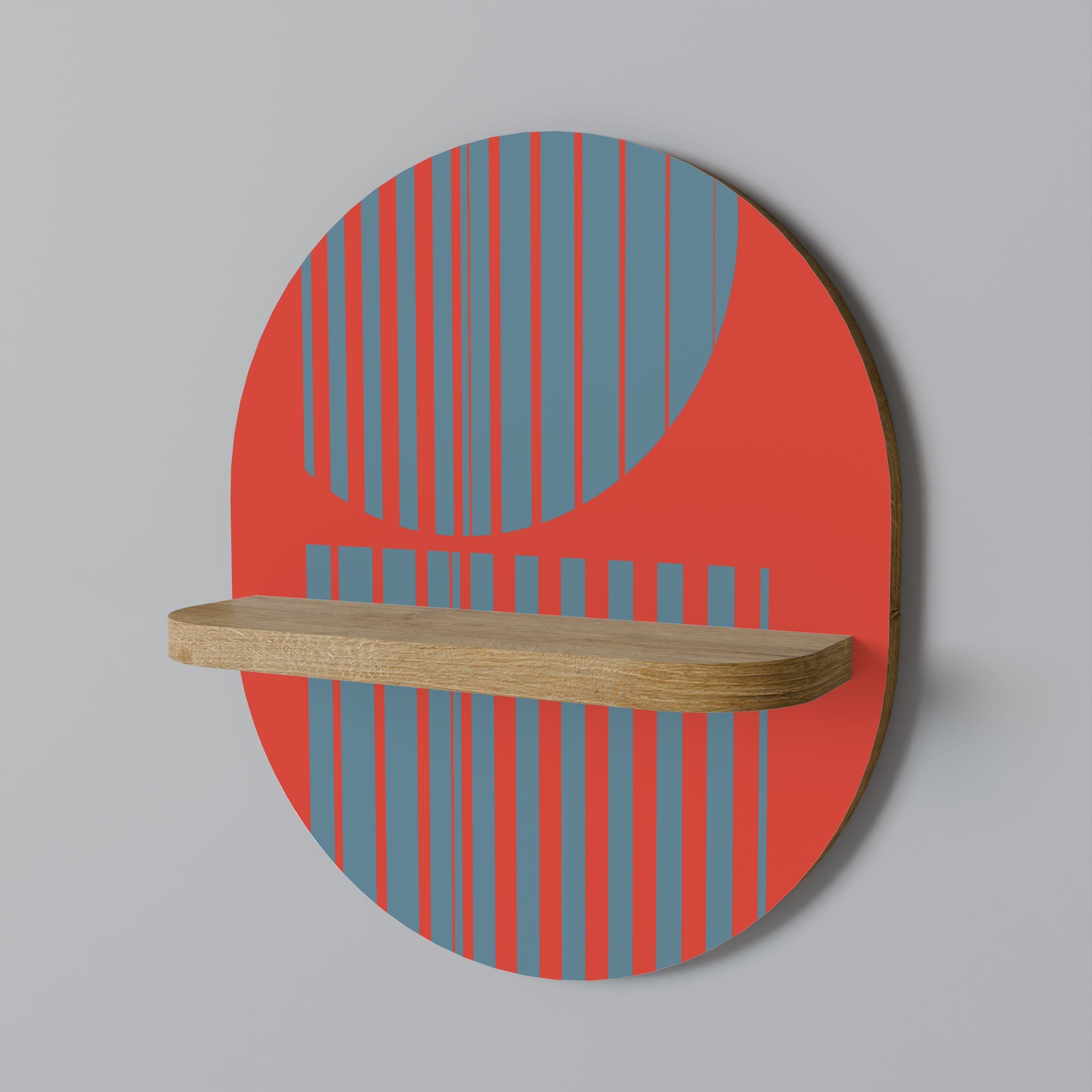 RISING GEOMETRY STARS Oval Art Shelf In Oak Effect