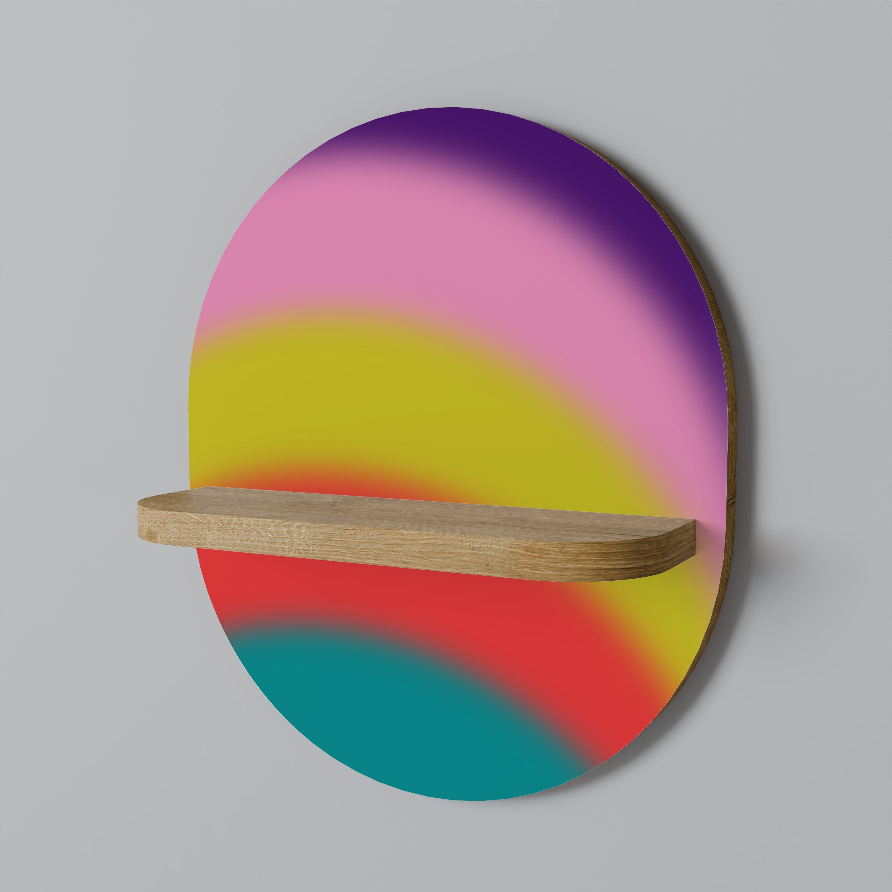RAINBOW TIME Oval Art Shelf In Oak Effect