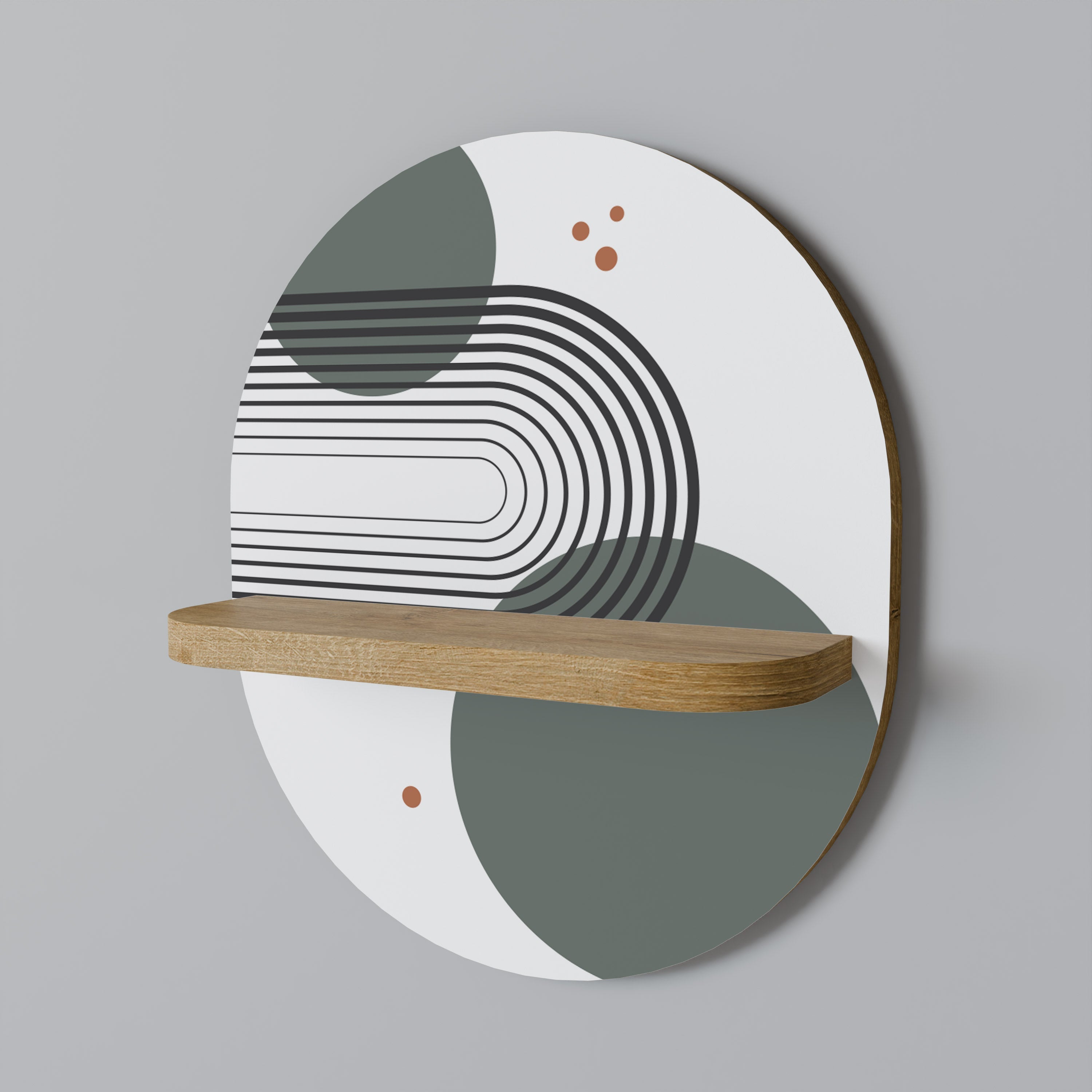 ORBITAL DECOR Oval Art Shelf In Oak Effect