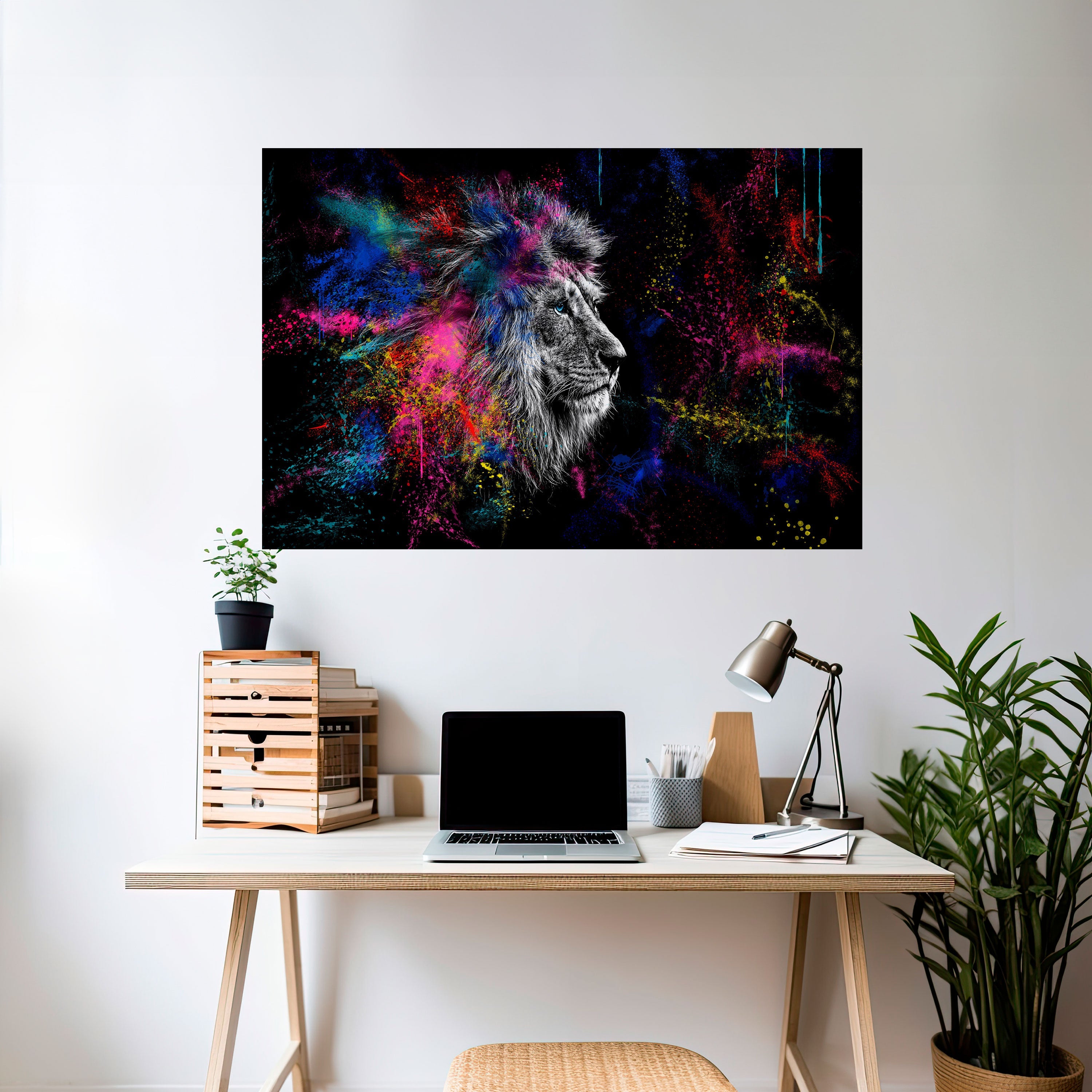 LION ARTISTRY Αφίσα με οριζόντια σχεδίαση και κολλητική ταινία