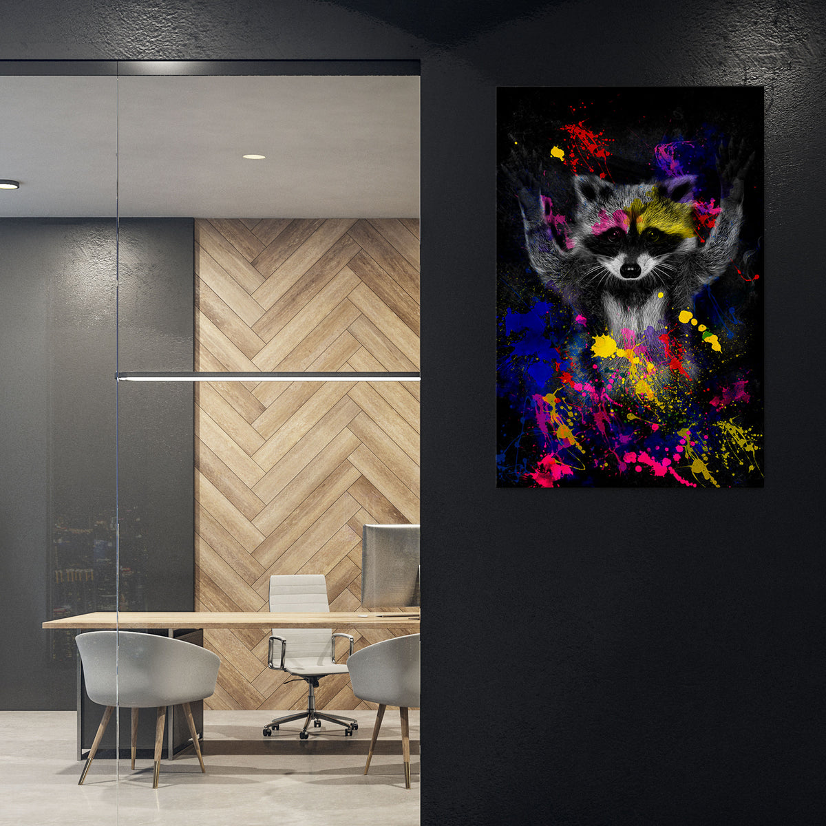 RACCOON ARTISTRY Κατακόρυφος Πίνακας σε Καμβά