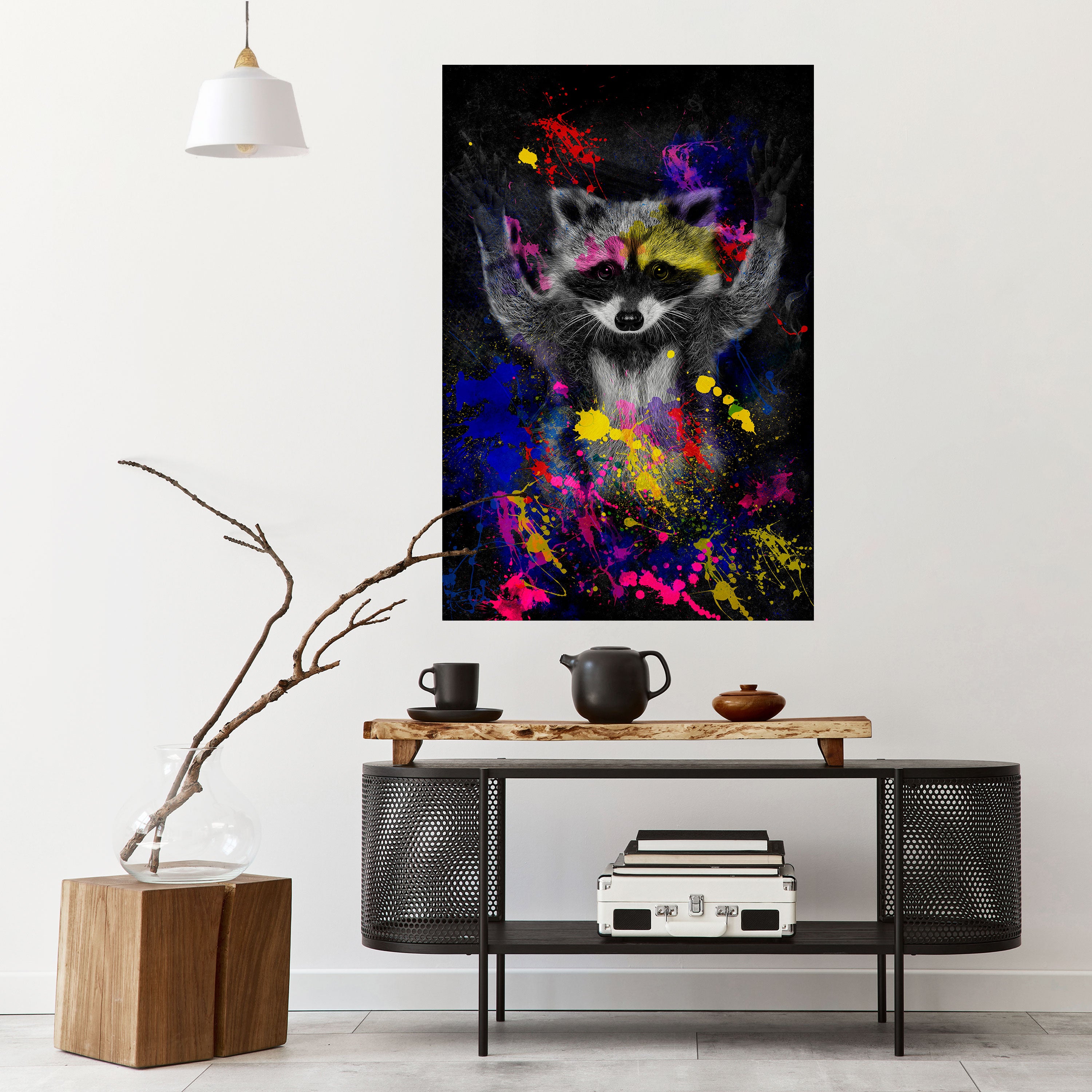 RACCOON ARTISTRY Peel and Stick Vertical Poster