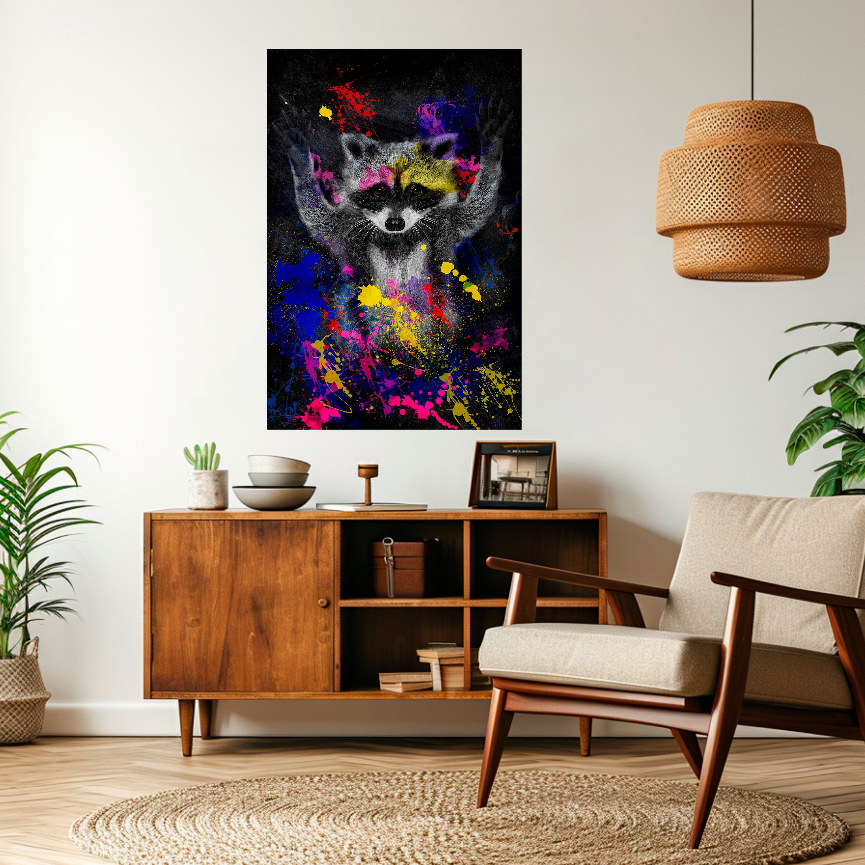 RACCOON ARTISTRY Peel and Stick Vertical Poster