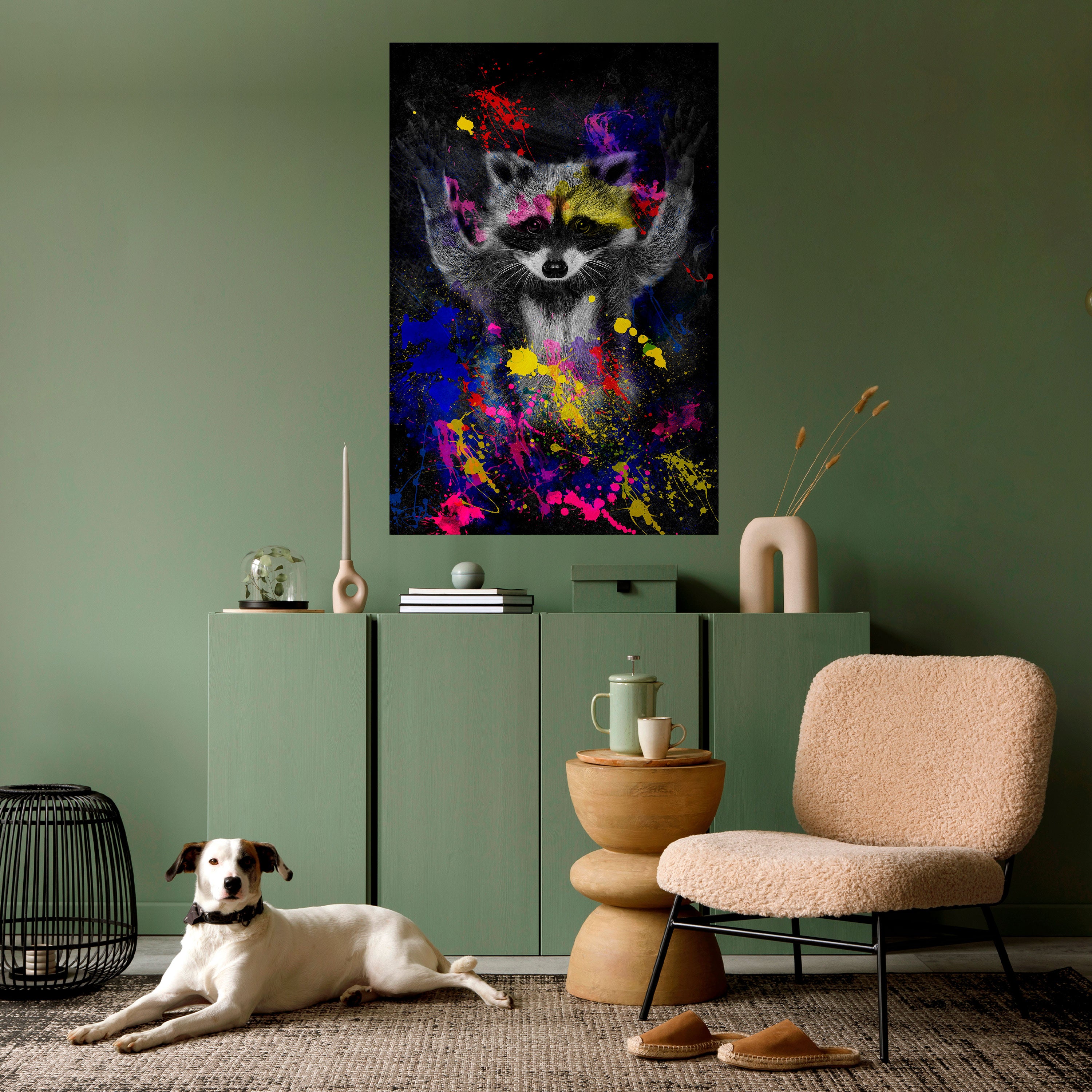 RACCOON ARTISTRY Peel and Stick Vertical Poster