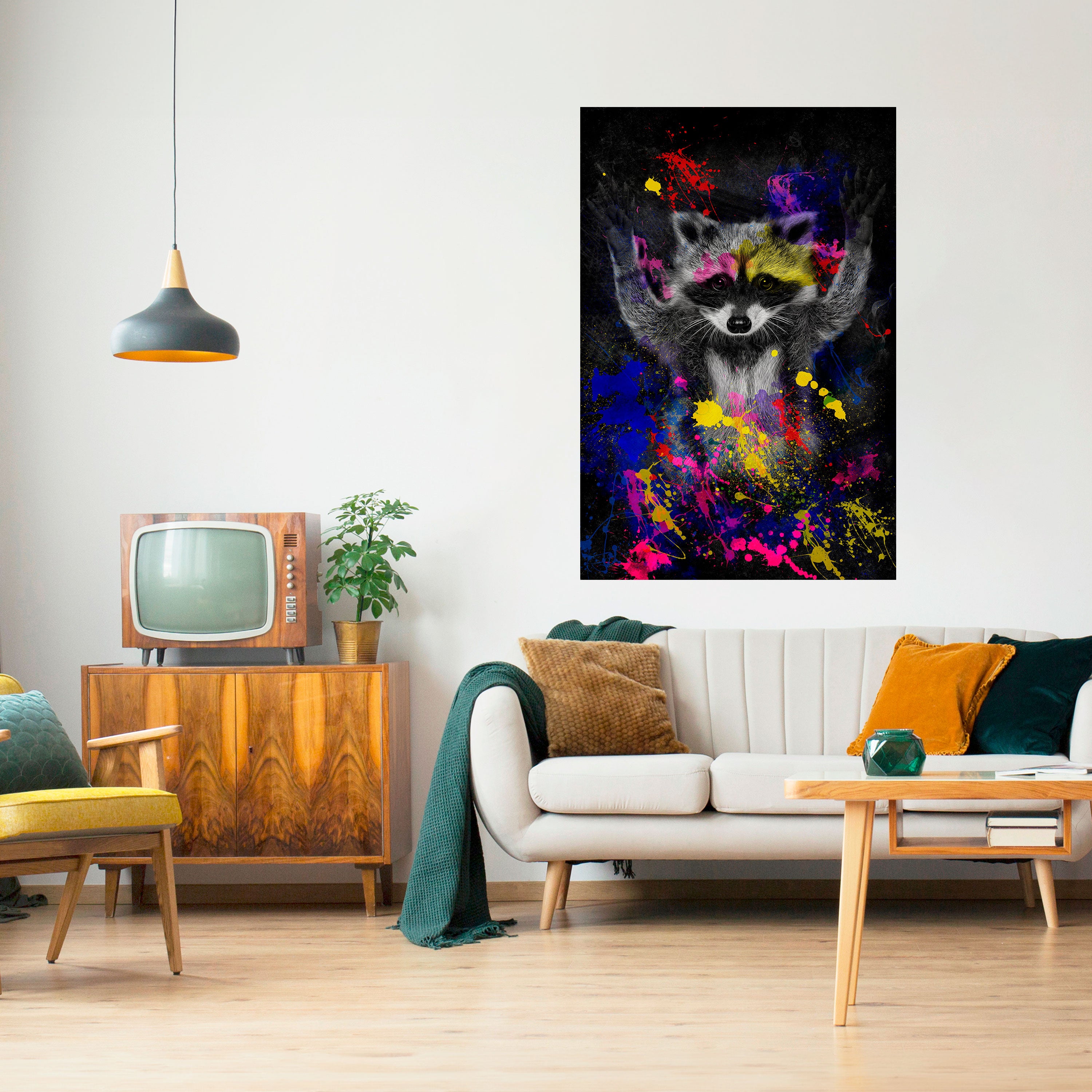 RACCOON ARTISTRY Peel and Stick Vertical Poster