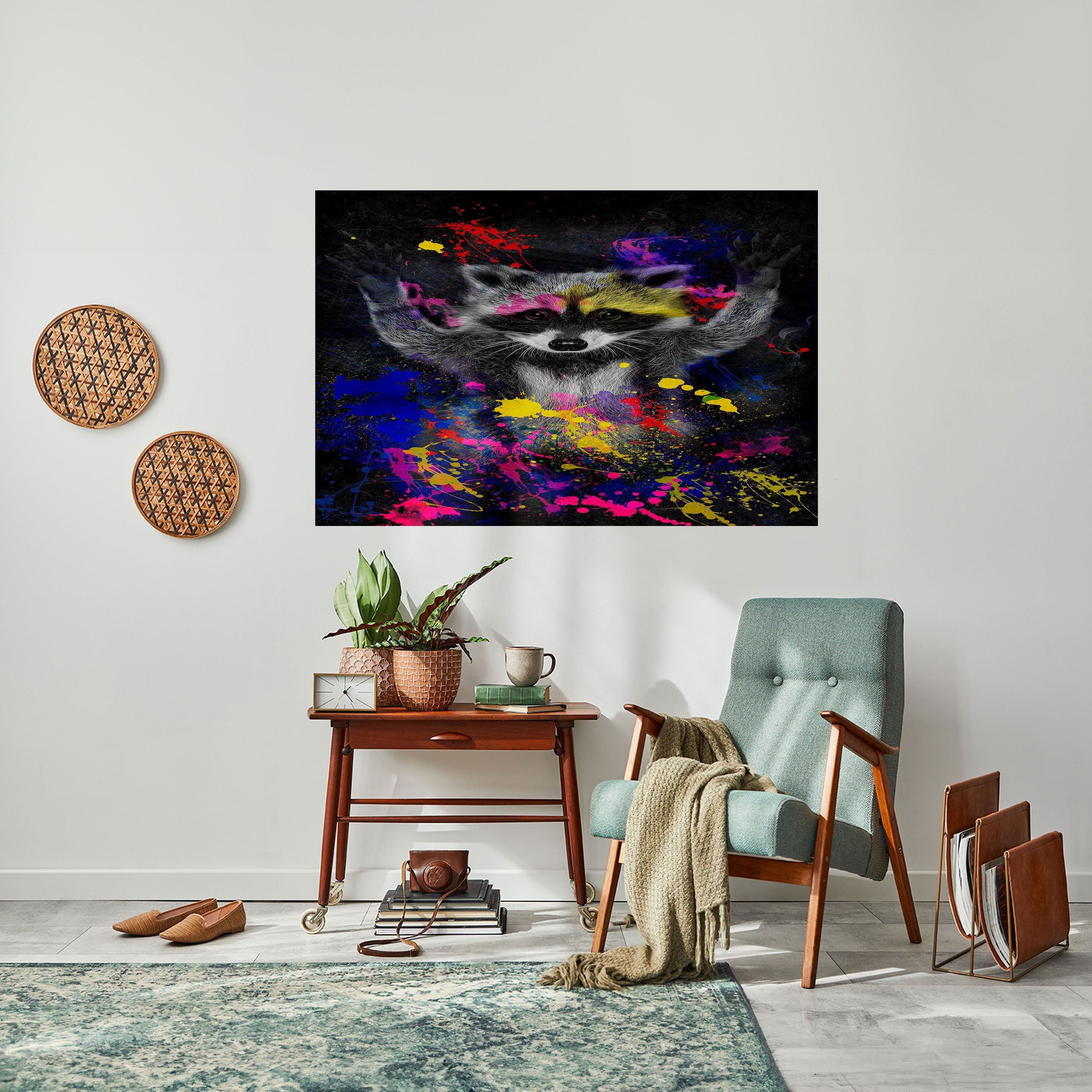 RACCOON ARTISTRY Peel and Stick Horizontal Poster