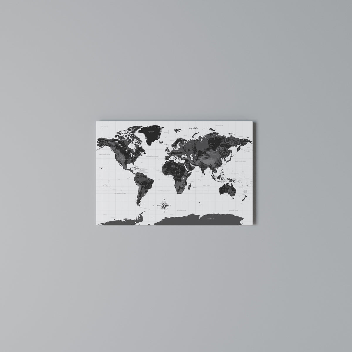 MONOCHROME EARTH MAP Horizontal Canvas Print
