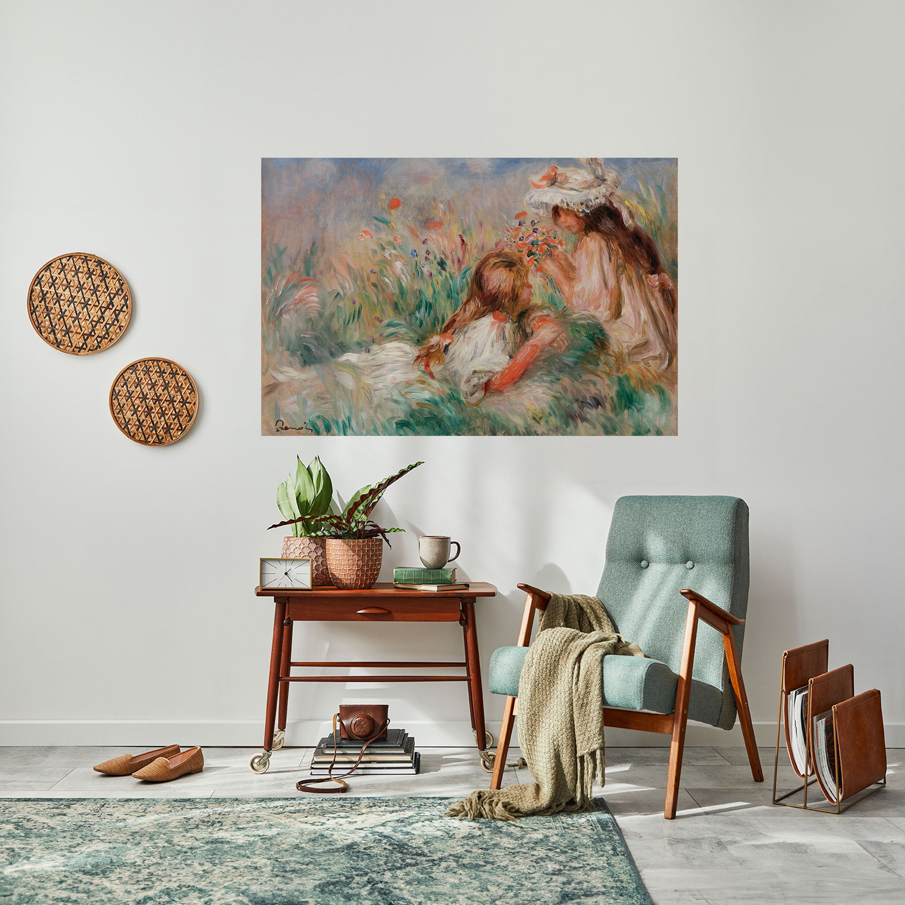 GIRLS IN THE GRASS Peel and Stick Horizontal Poster