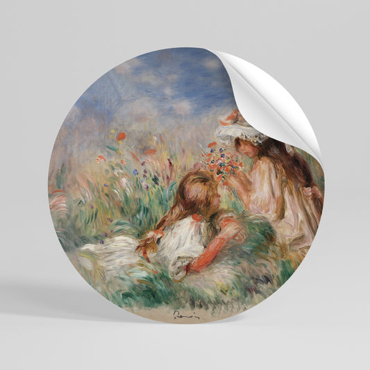 GIRLS IN THE GRASS Αυτοκόλλητη Αφίσα στρογγυλή