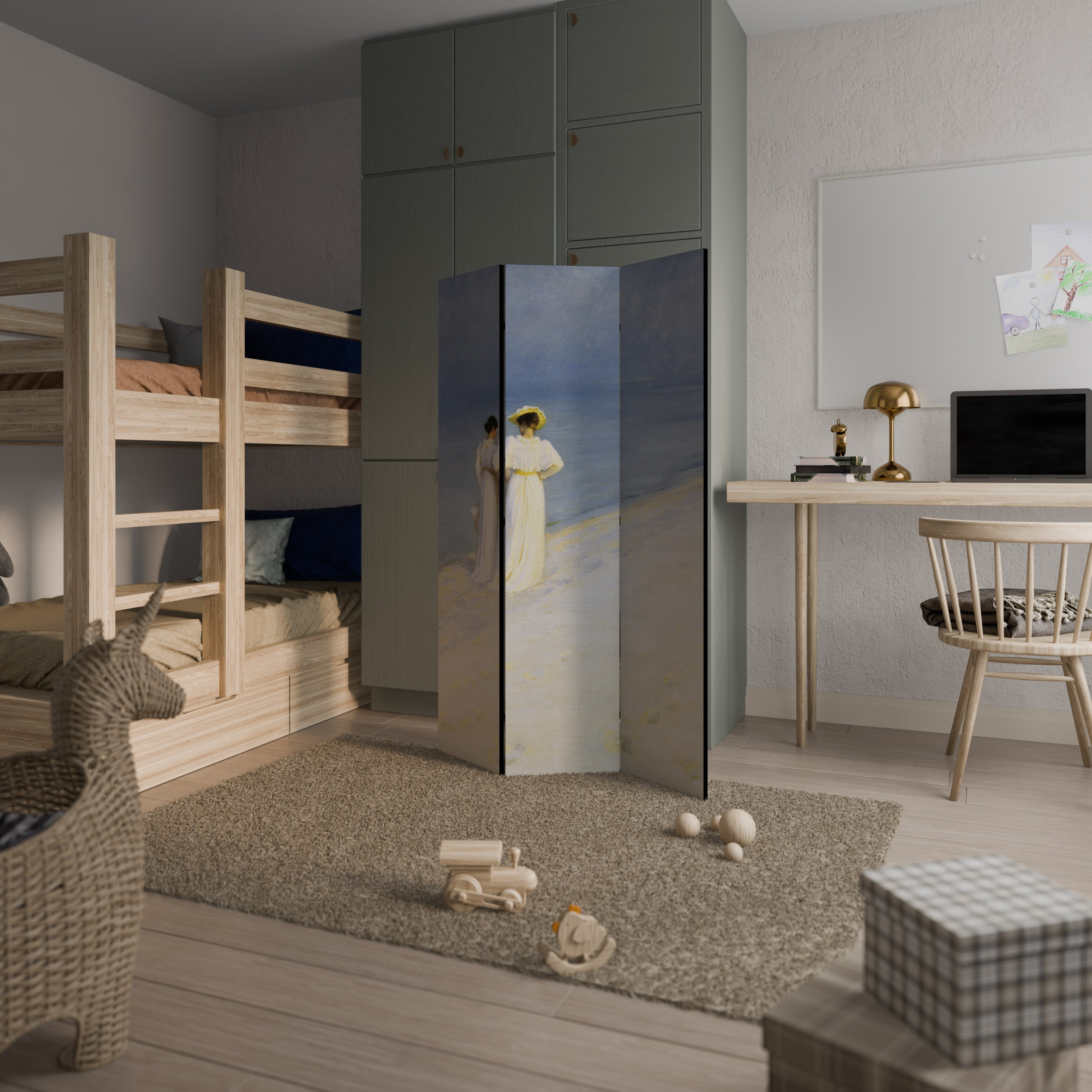 SUMMER EVENING ON SKAGEN'S BEACH 3-Panel Room Divider