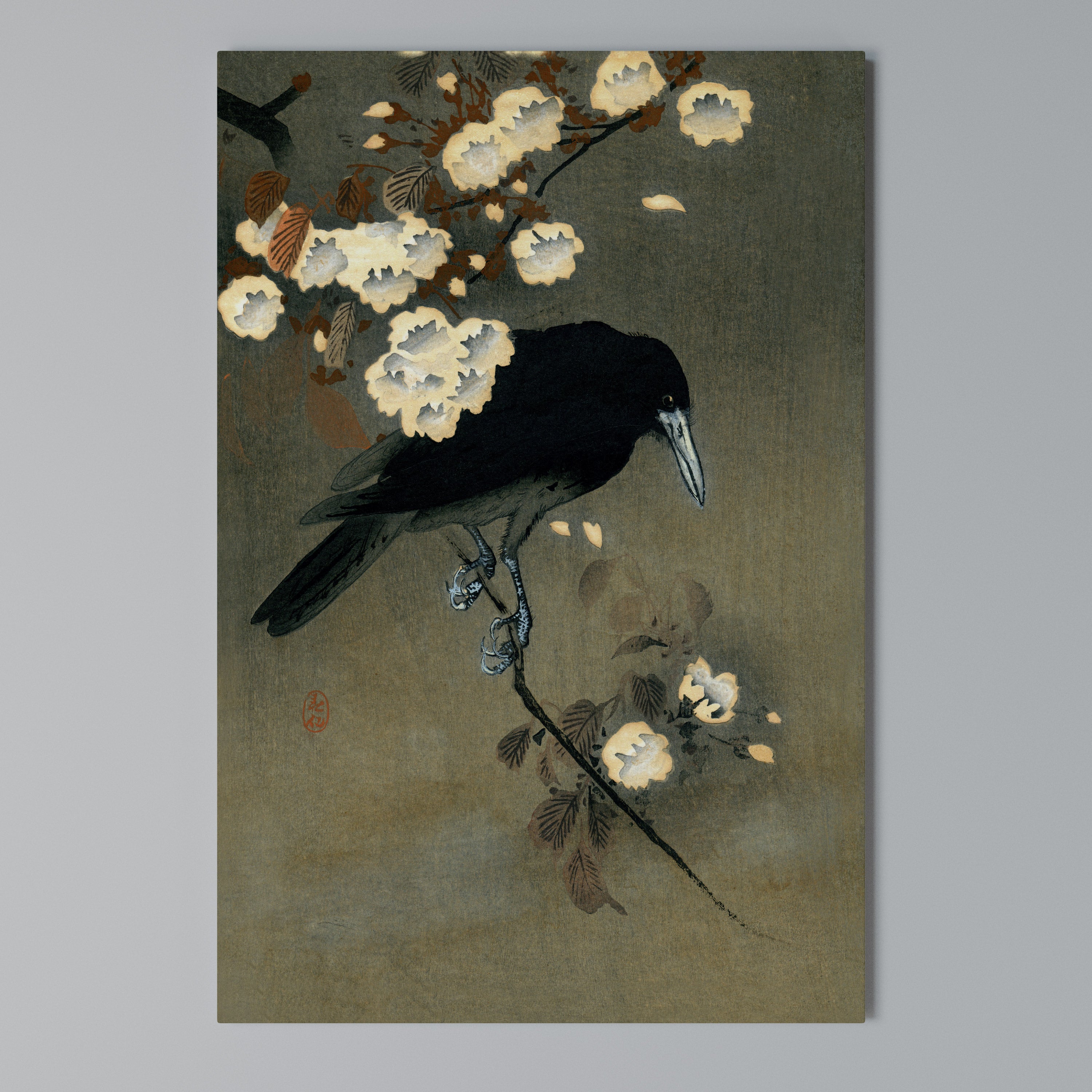 PETALS AND CROWS Vertical Canvas Print