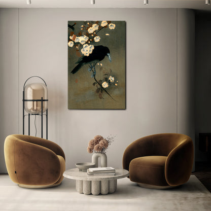 PETALS AND CROWS Vertical Canvas Print