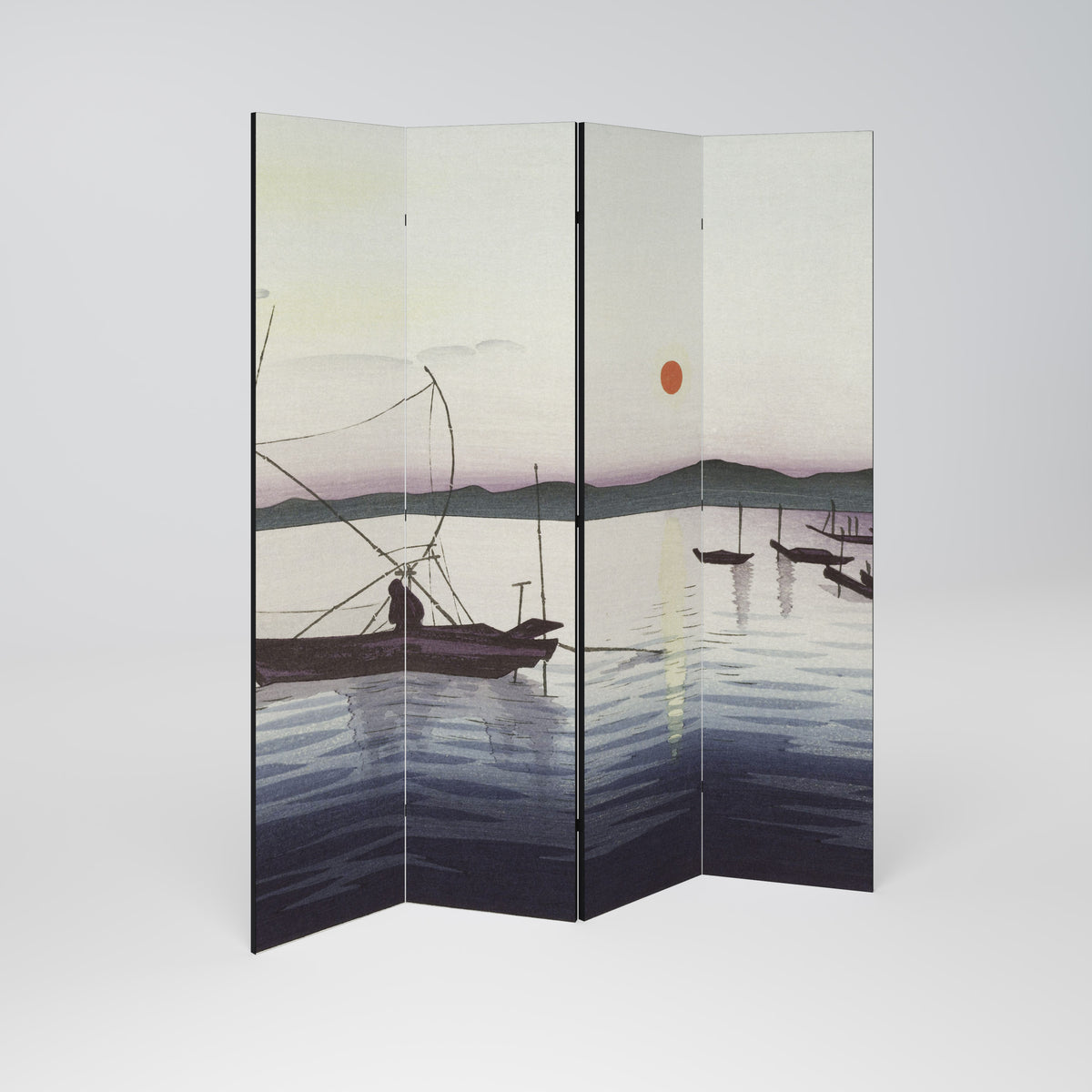 BOATS AND SETTING SUN Παραβάν με 4 πάνελ