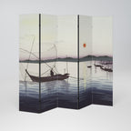 BOATS AND SETTING SUN Παραβάν με 5 πάνελ