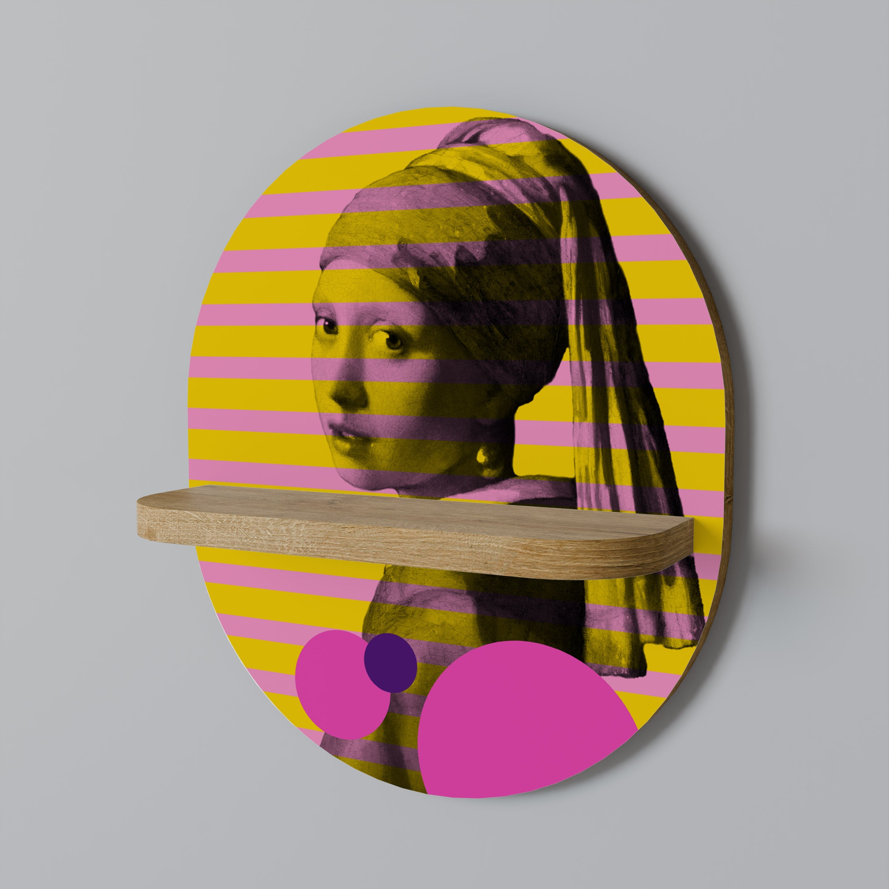 HER WITH A PEARL Oval Art Shelf In Oak Effect