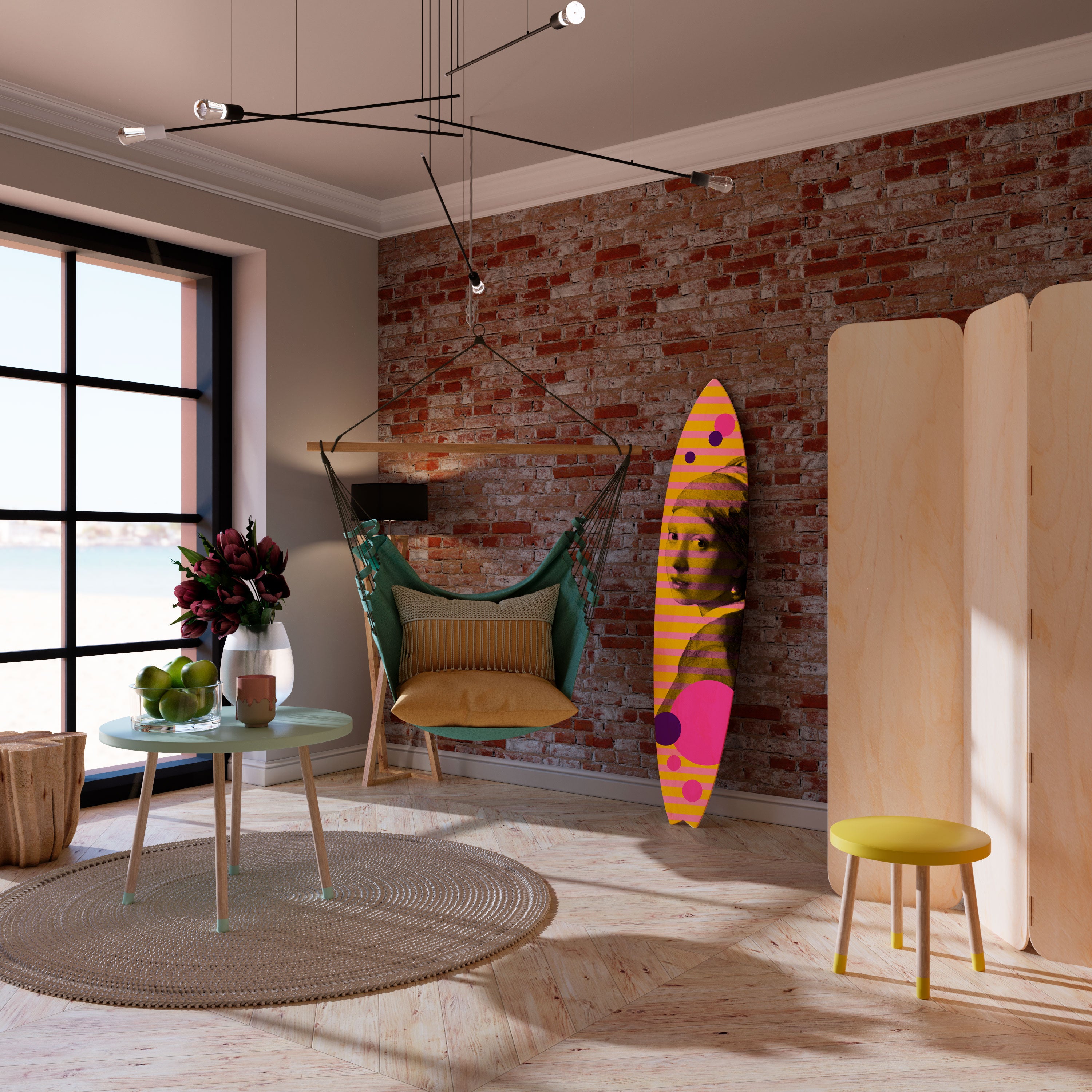 HER WITH A PEARL Surfboard Decorative Panel