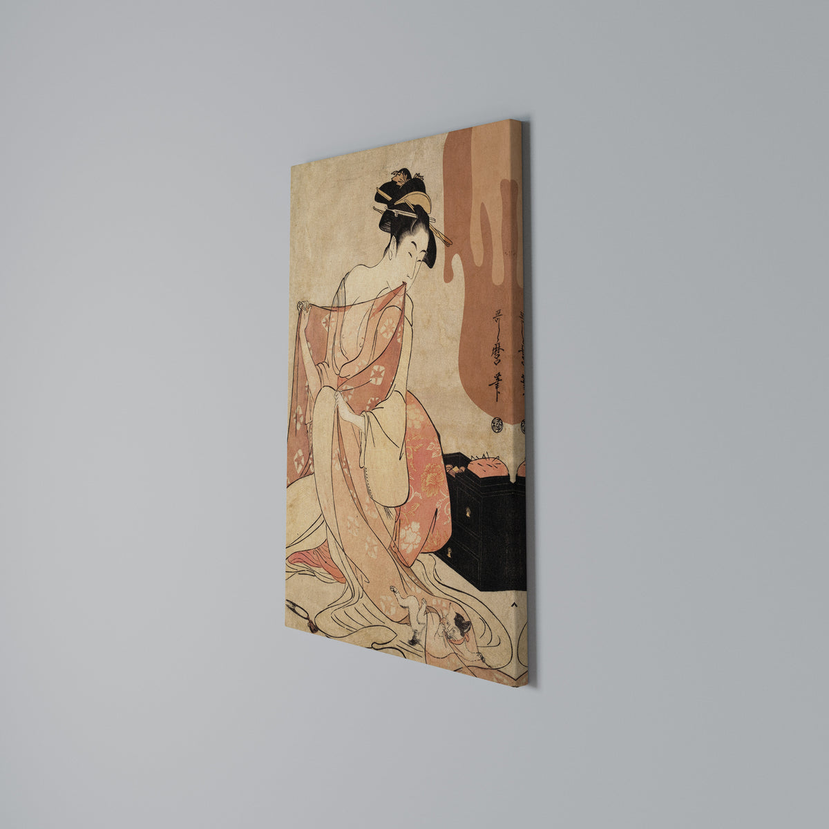 WOMAN, CAT AND EXTRA BROWN Κατακόρυφος Πίνακας σε Καμβά