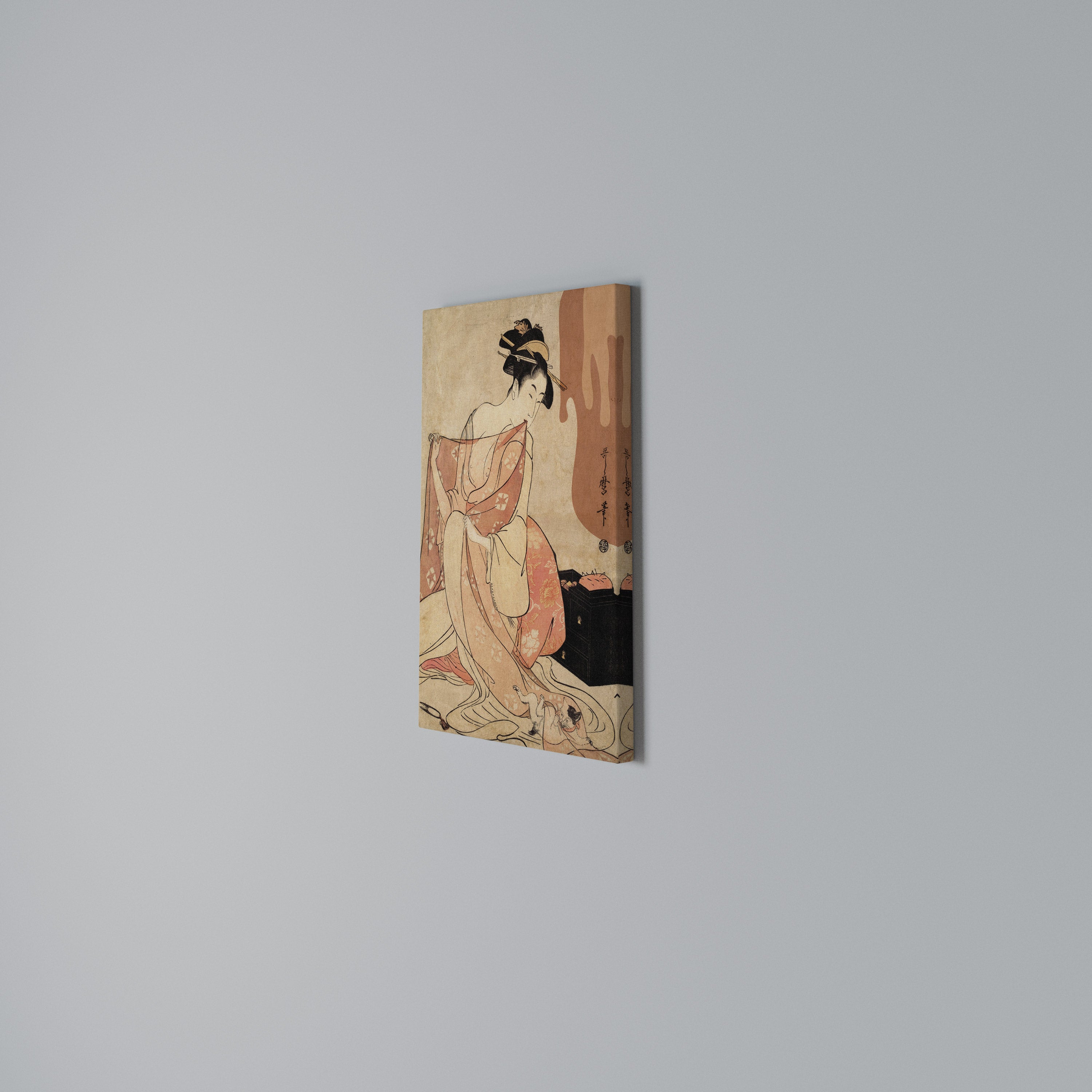 WOMAN, CAT AND EXTRA BROWN Vertical Canvas Print