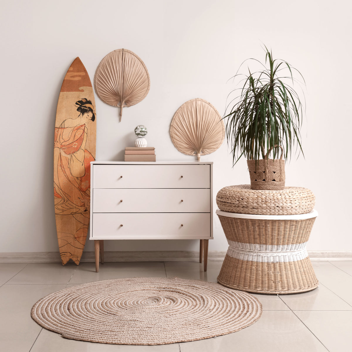 WOMAN, CAT AND EXTRA BROWN Surfboard Decorative Panel