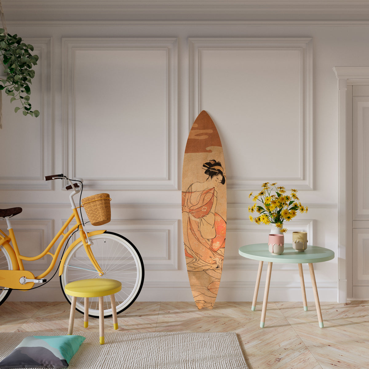 WOMAN, CAT AND EXTRA BROWN Surfboard Decorative Panel